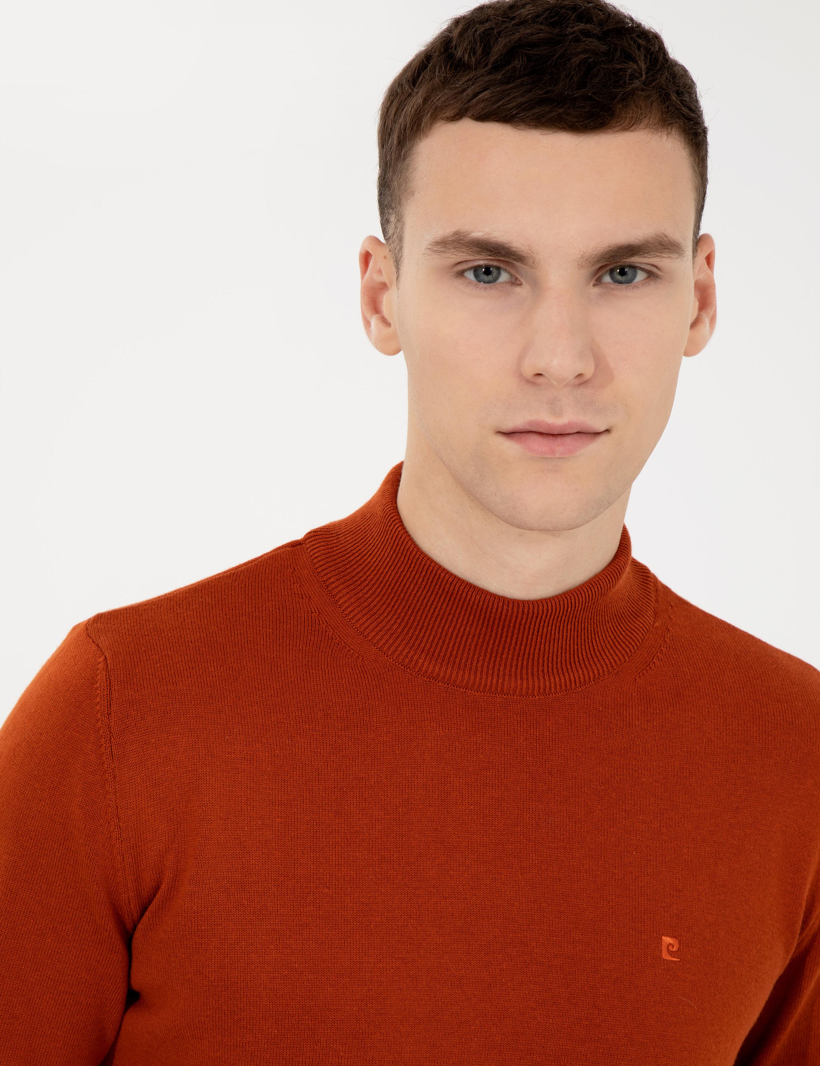 Bakır Slim Fit Yarım Balıkçı Yaka Basic Triko Kazak