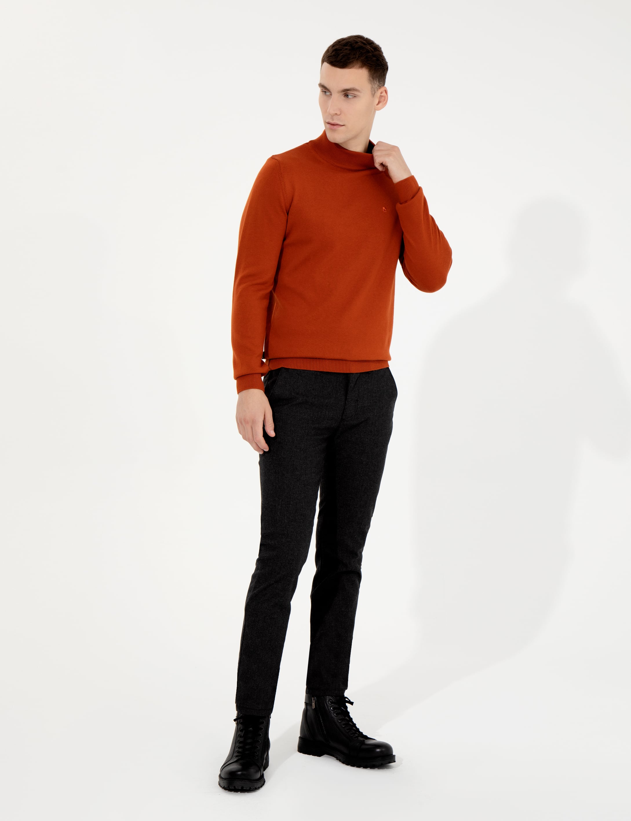 Bakır Slim Fit Yarım Balıkçı Yaka Basic Triko Kazak