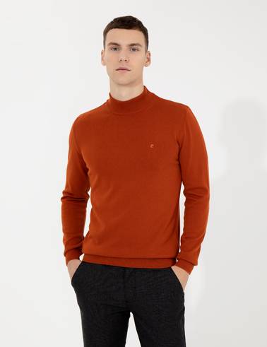 Bakır Slim Fit Yarım Balıkçı Yaka Basic Triko Kazak