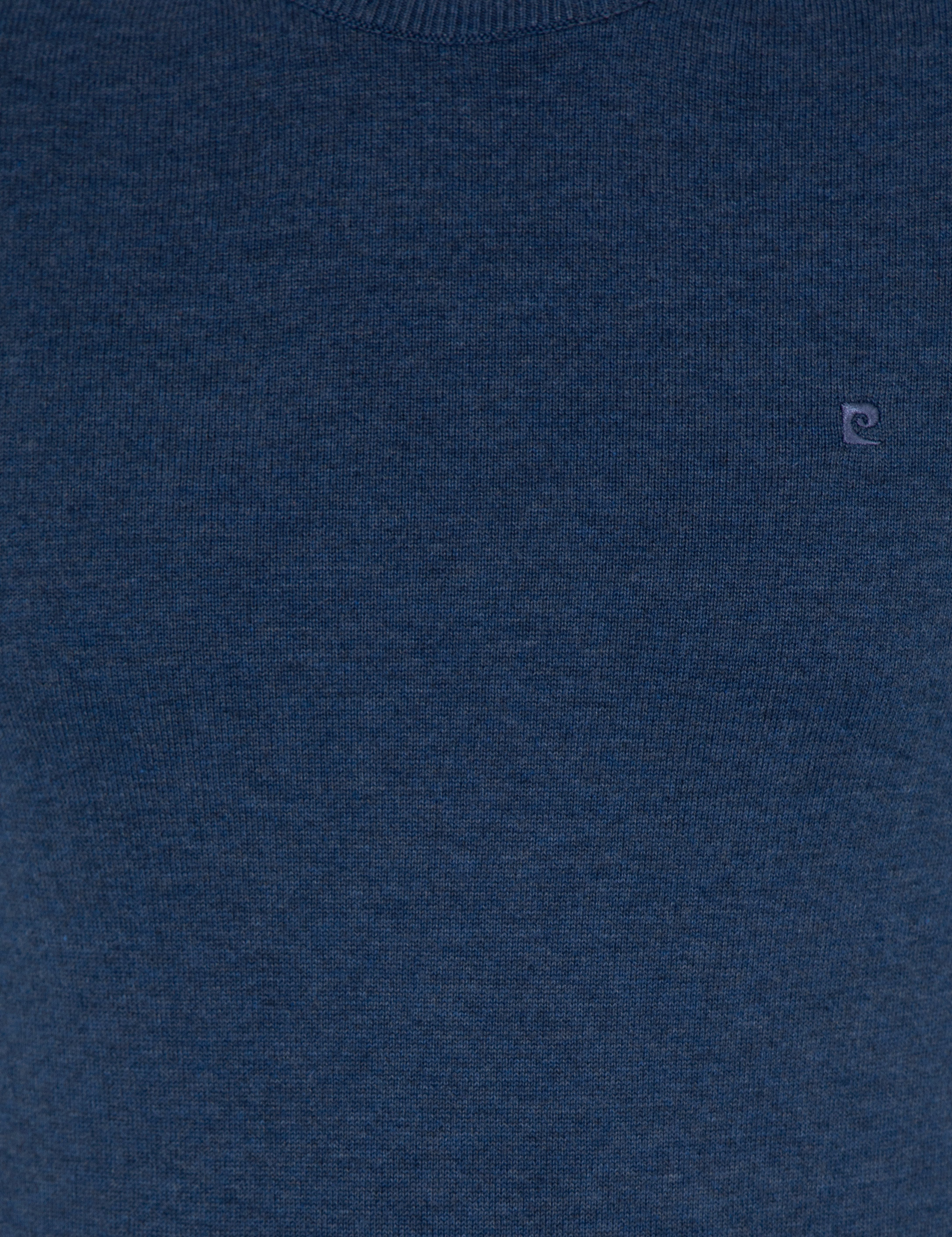 Pierre Cardin İndigo Melanj Slim Fit Bisiklet Yaka Basic Triko Kazak görsel 6