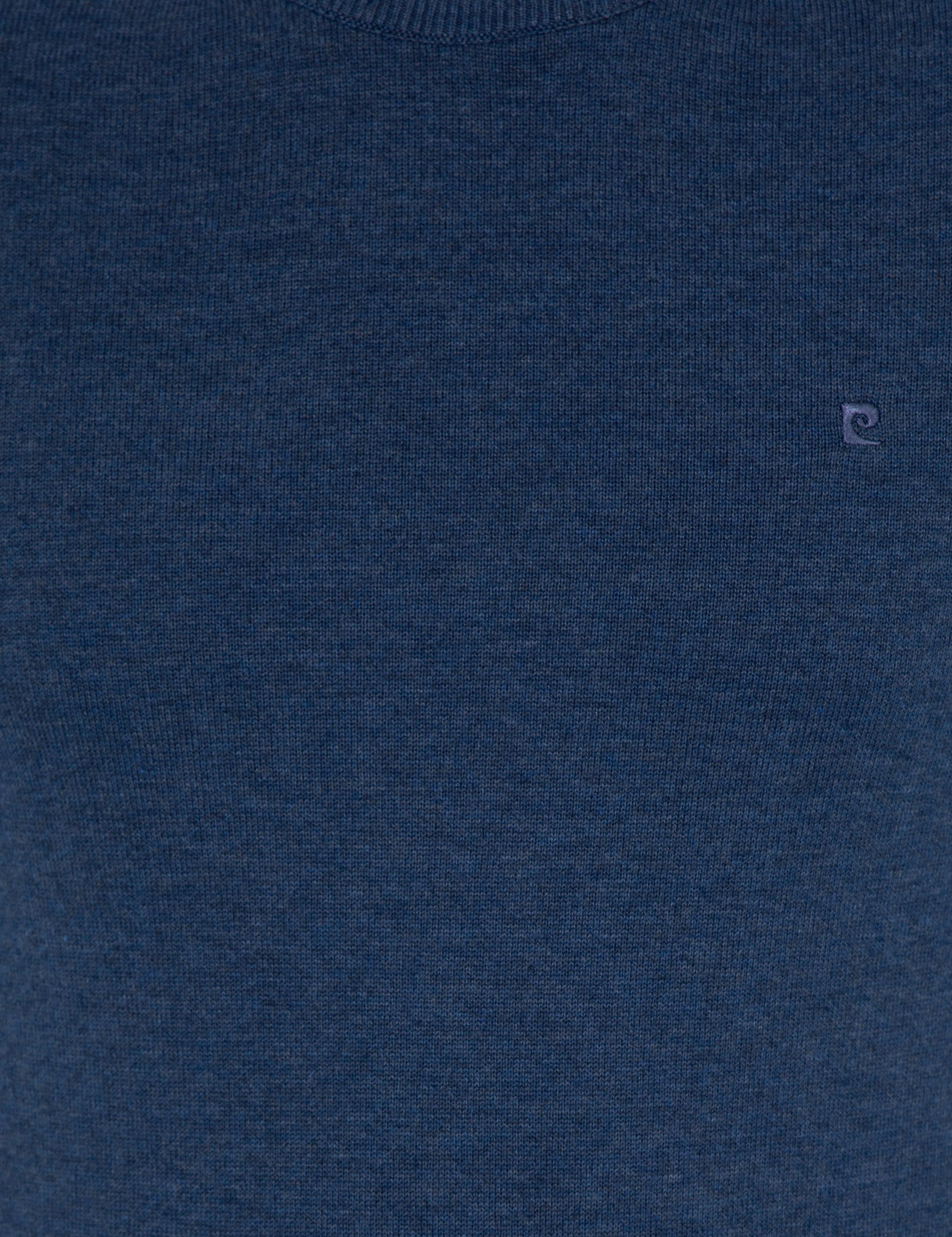 İndigo Melanj Slim Fit Bisiklet Yaka Basic Triko Kazak