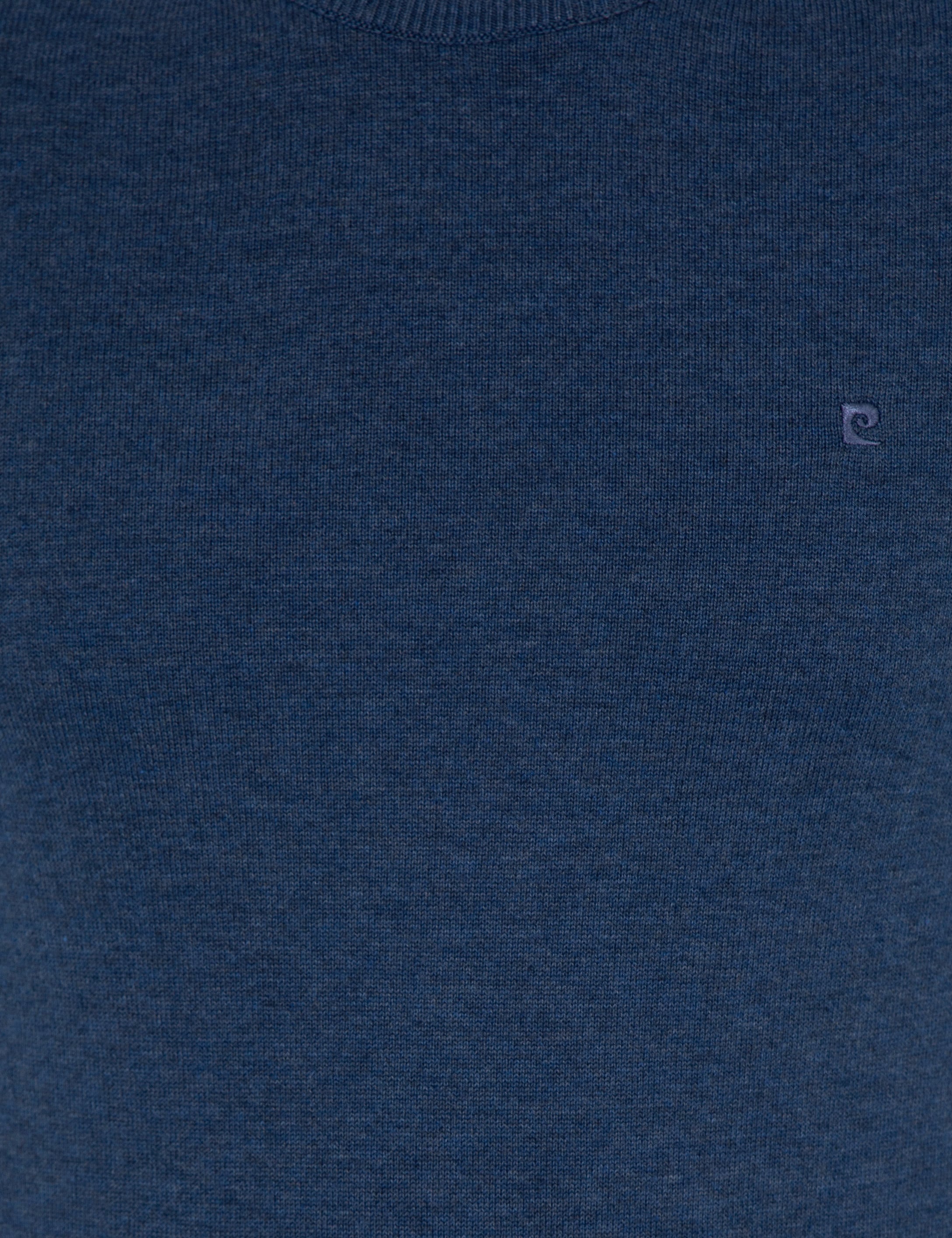 İndigo Melanj Slim Fit Bisiklet Yaka Basic Triko Kazak