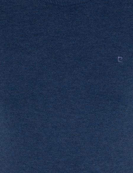 İndigo Melanj Slim Fit Bisiklet Yaka Basic Triko Kazak - 50257290128