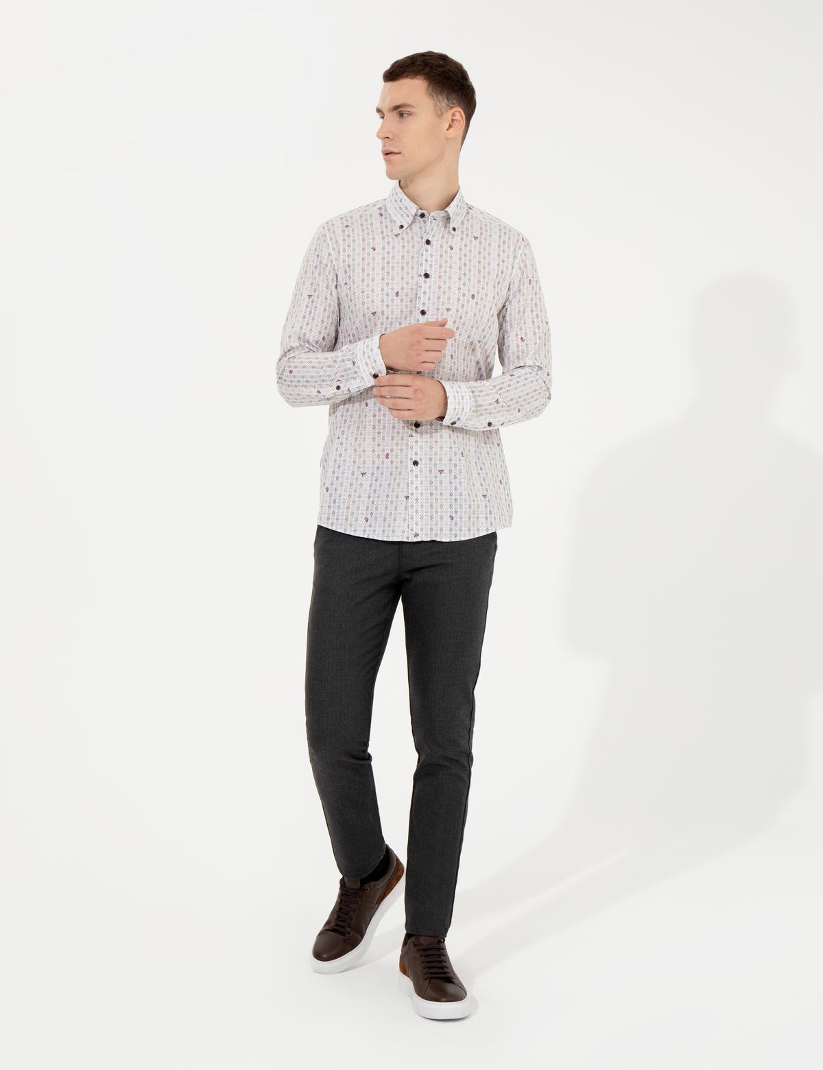 Antrasit Slim Fit Kanvas Pantolon