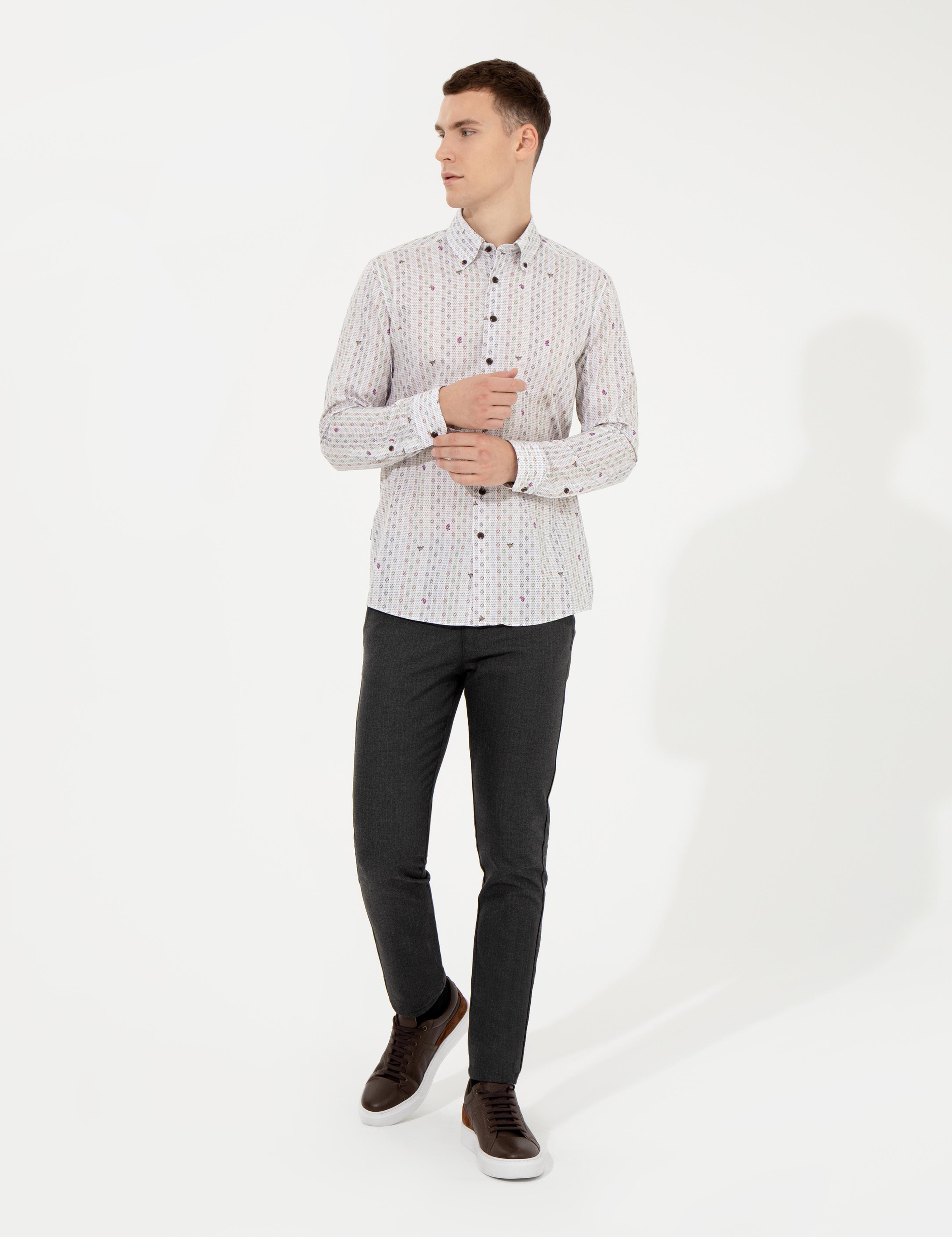 Antrasit Slim Fit Kanvas Pantolon