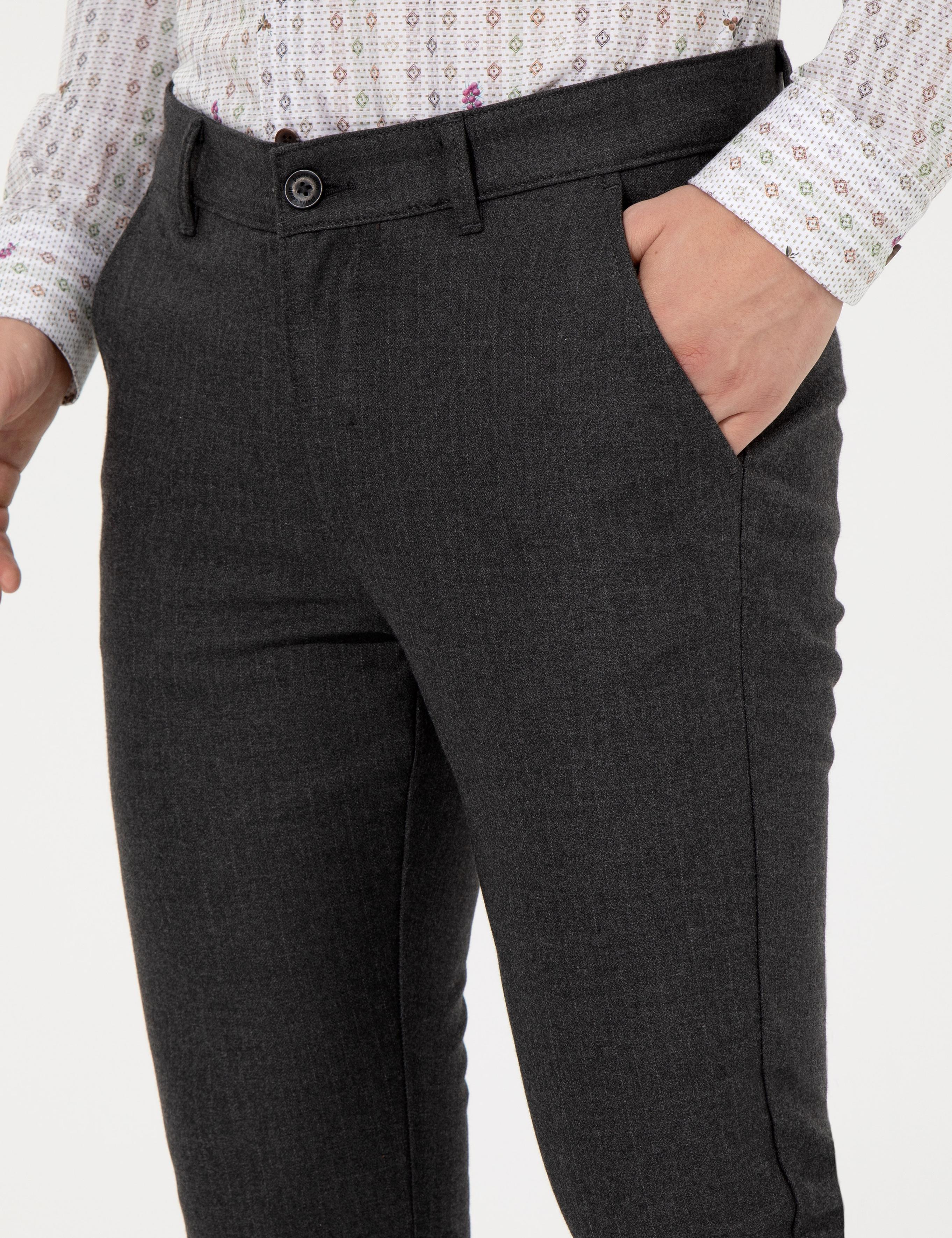 Antrasit Slim Fit Kanvas Pantolon