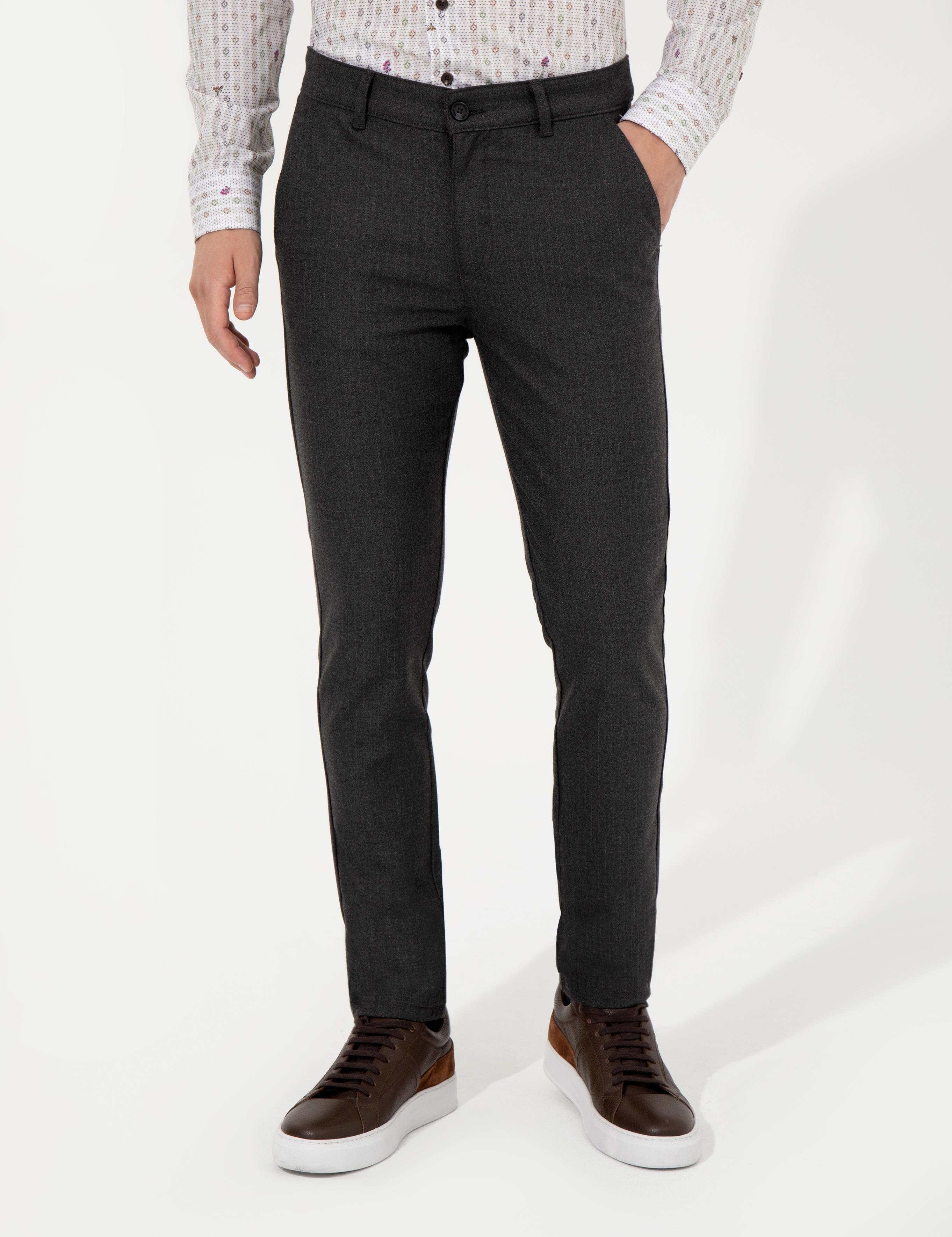 Antrasit Slim Fit Kanvas Pantolon