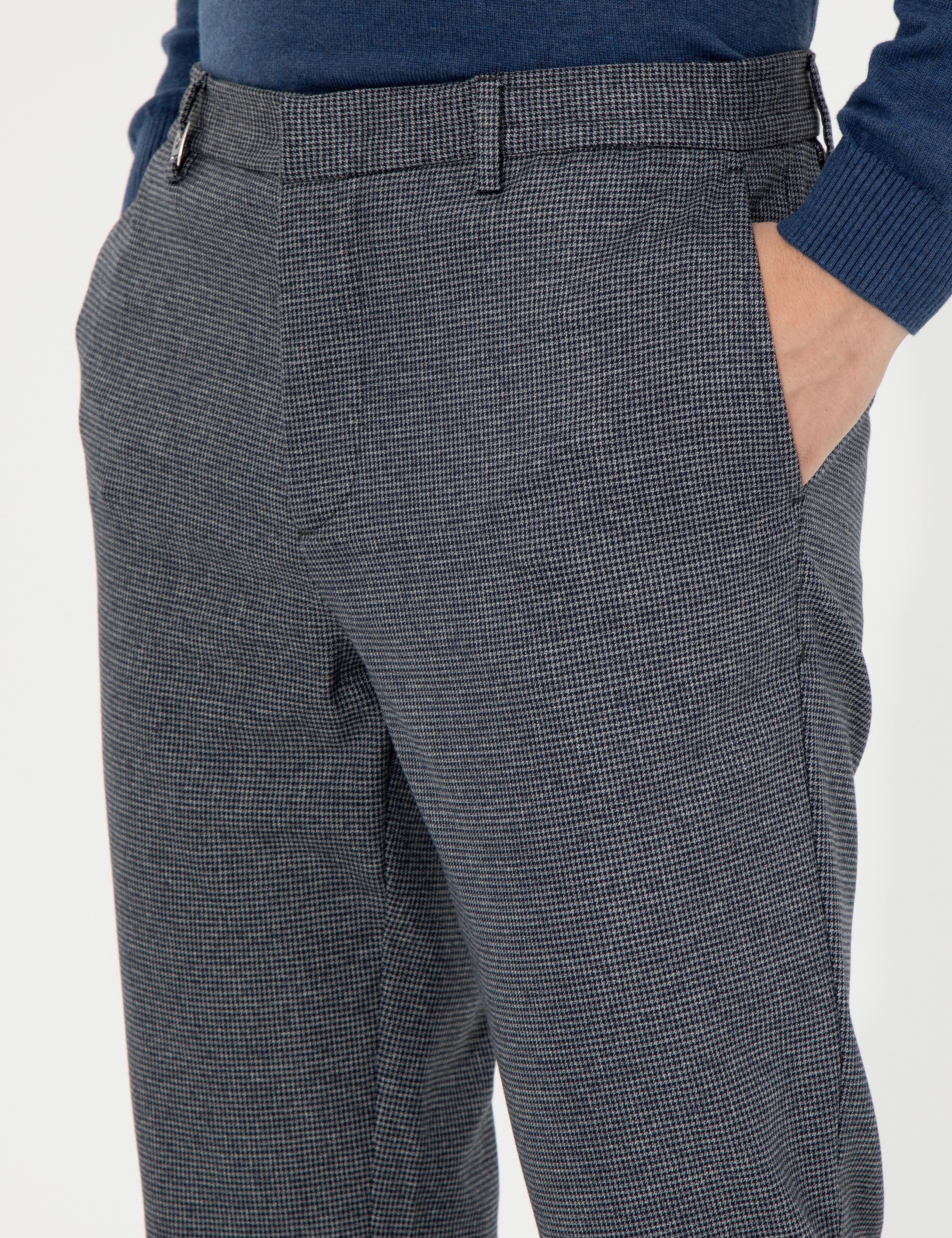 Lacivert Slim Fit Kumaş Pantolon - Image 6