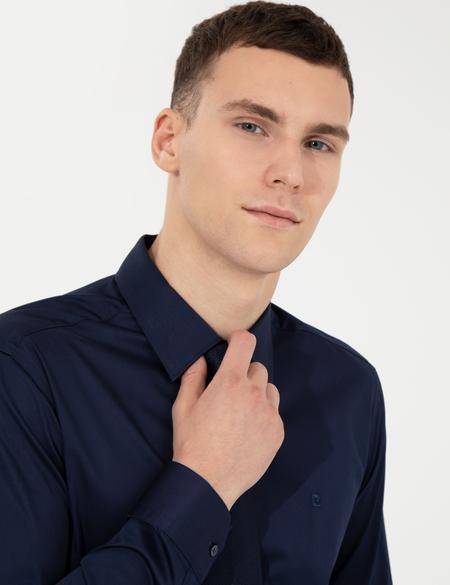 Lacivert Slim Fit Uzun Kollu Klasik Gömlek - 50251166043