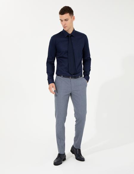 Lacivert Slim Fit Uzun Kollu Klasik Gömlek - 50251166043