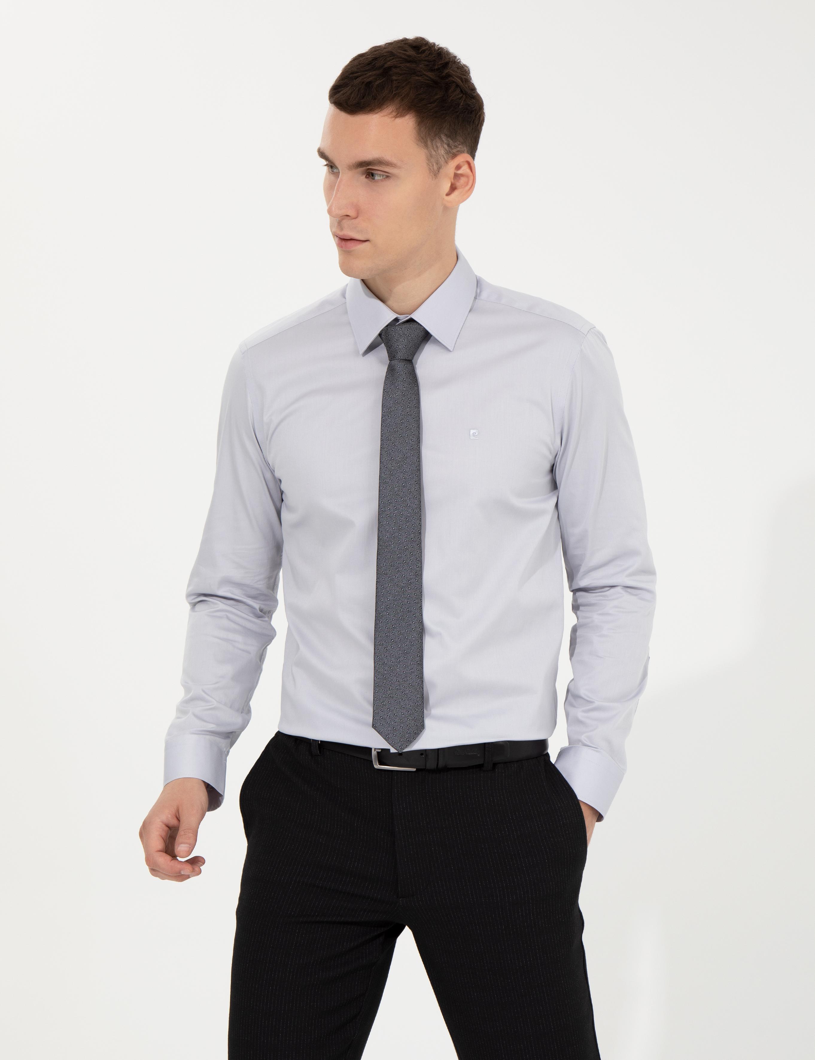 Gri Slim Fit Uzun Kollu Klasik Gömlek