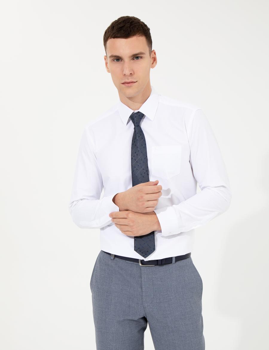 Beyaz Regular Fit Uzun Kollu Klasik Gömlek