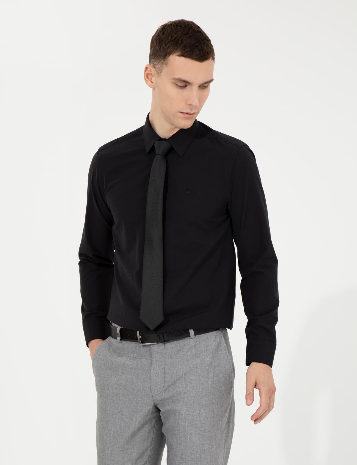 Siyah Slim Fit Uzun Kollu Klasik Gömlek - 50258995045