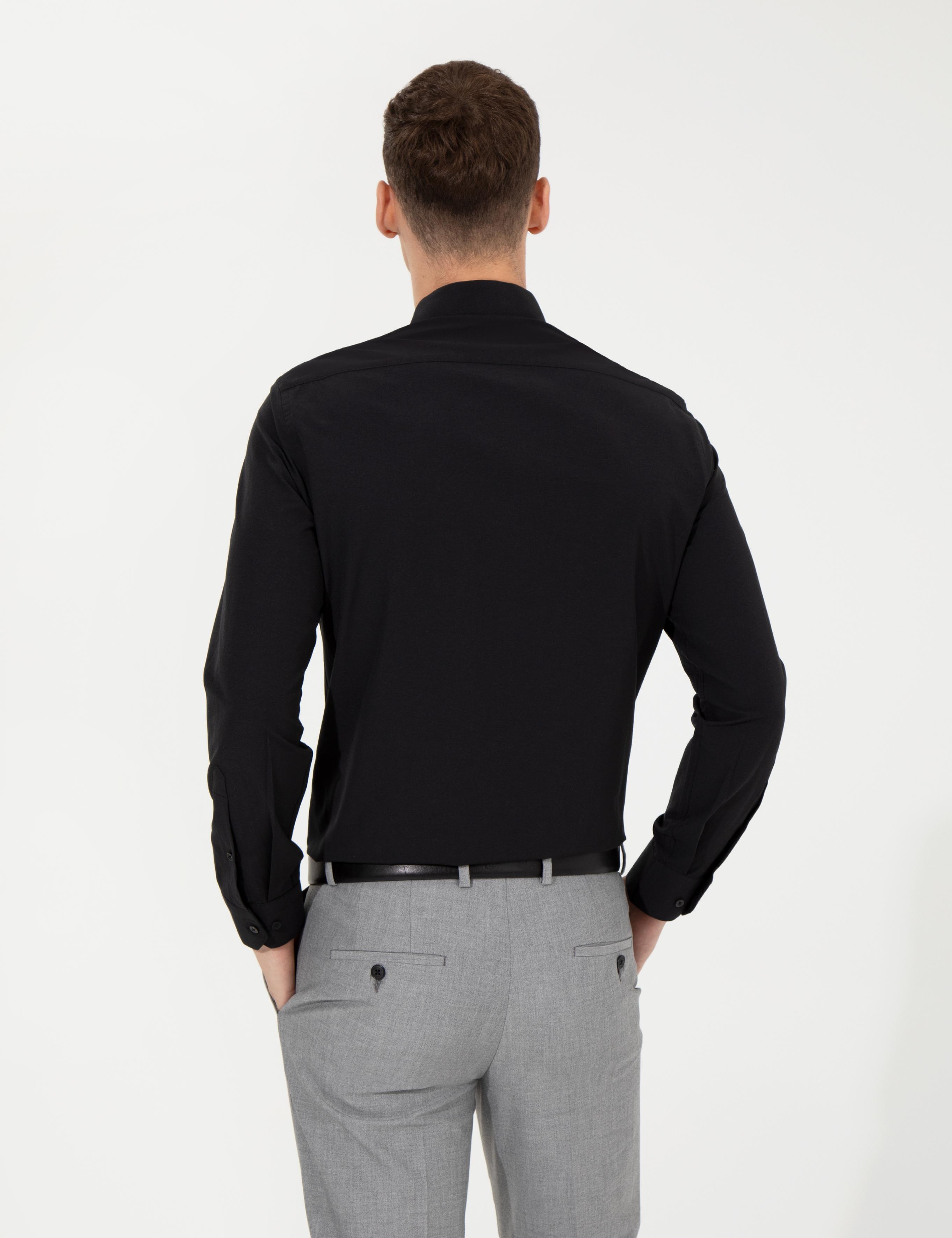 Siyah Slim Fit Uzun Kollu Klasik Gömlek