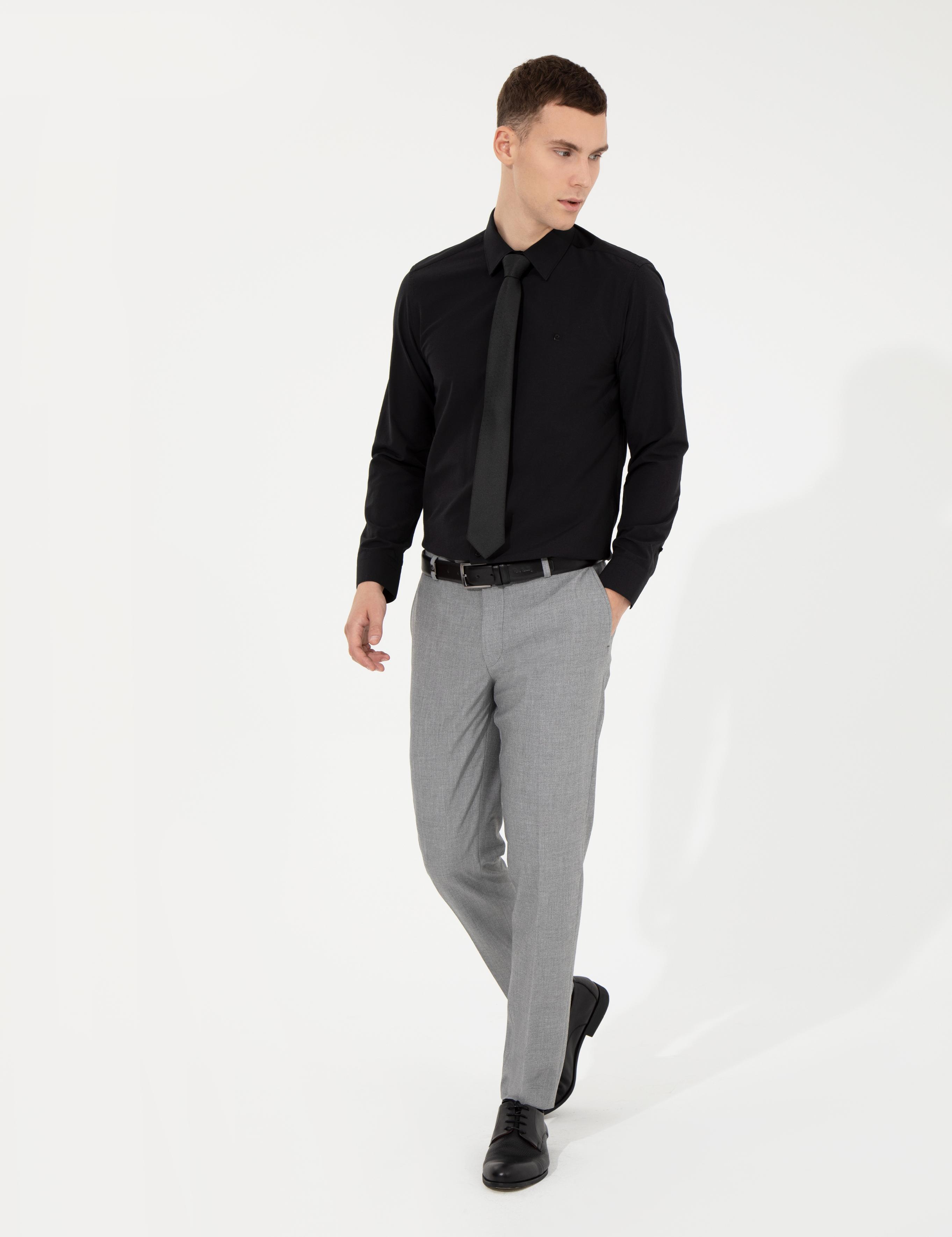 Siyah Slim Fit Uzun Kollu Klasik Gömlek