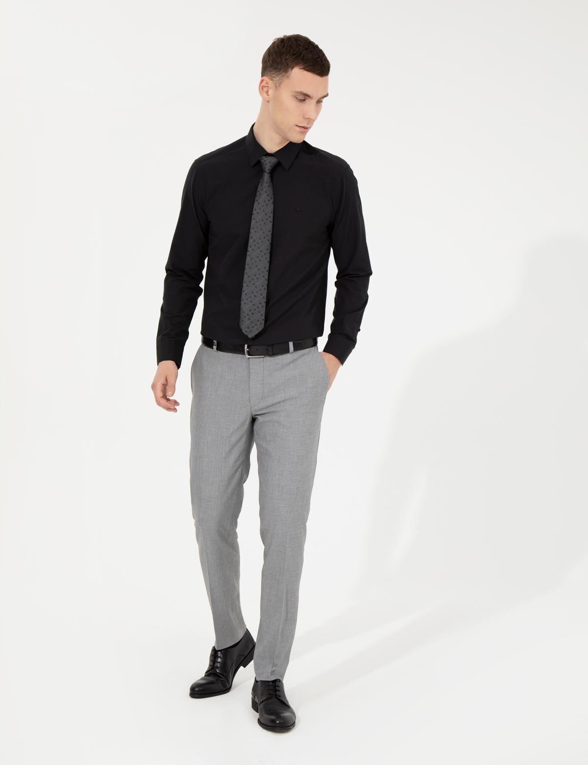 Siyah Regular Fit Uzun Kollu Klasik Gömlek - 50258982020