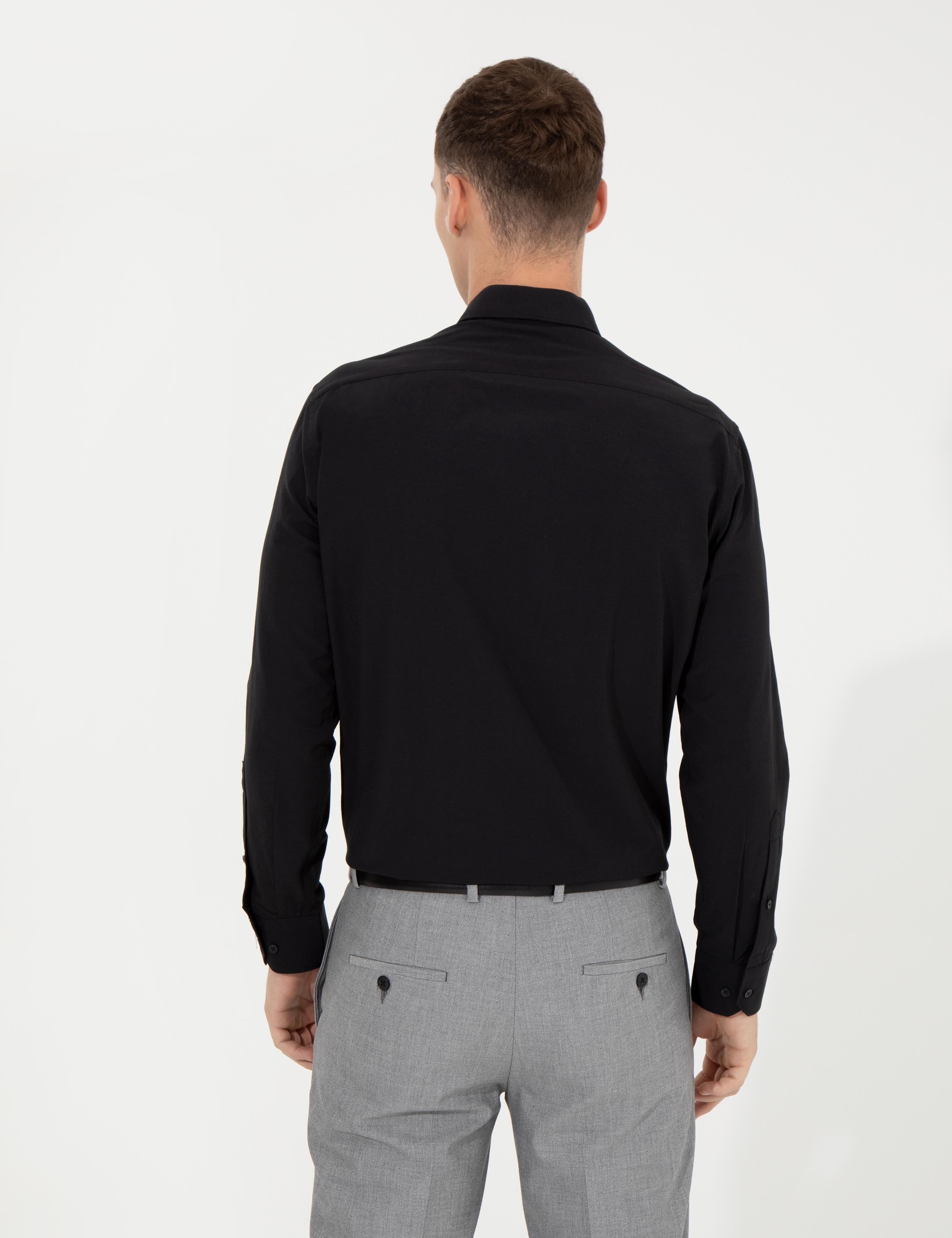 Siyah Regular Fit Uzun Kollu Klasik Gömlek