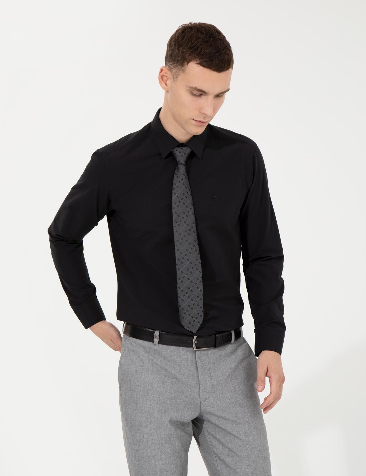 Siyah Regular Fit Uzun Kollu Klasik Gömlek - 50258982020