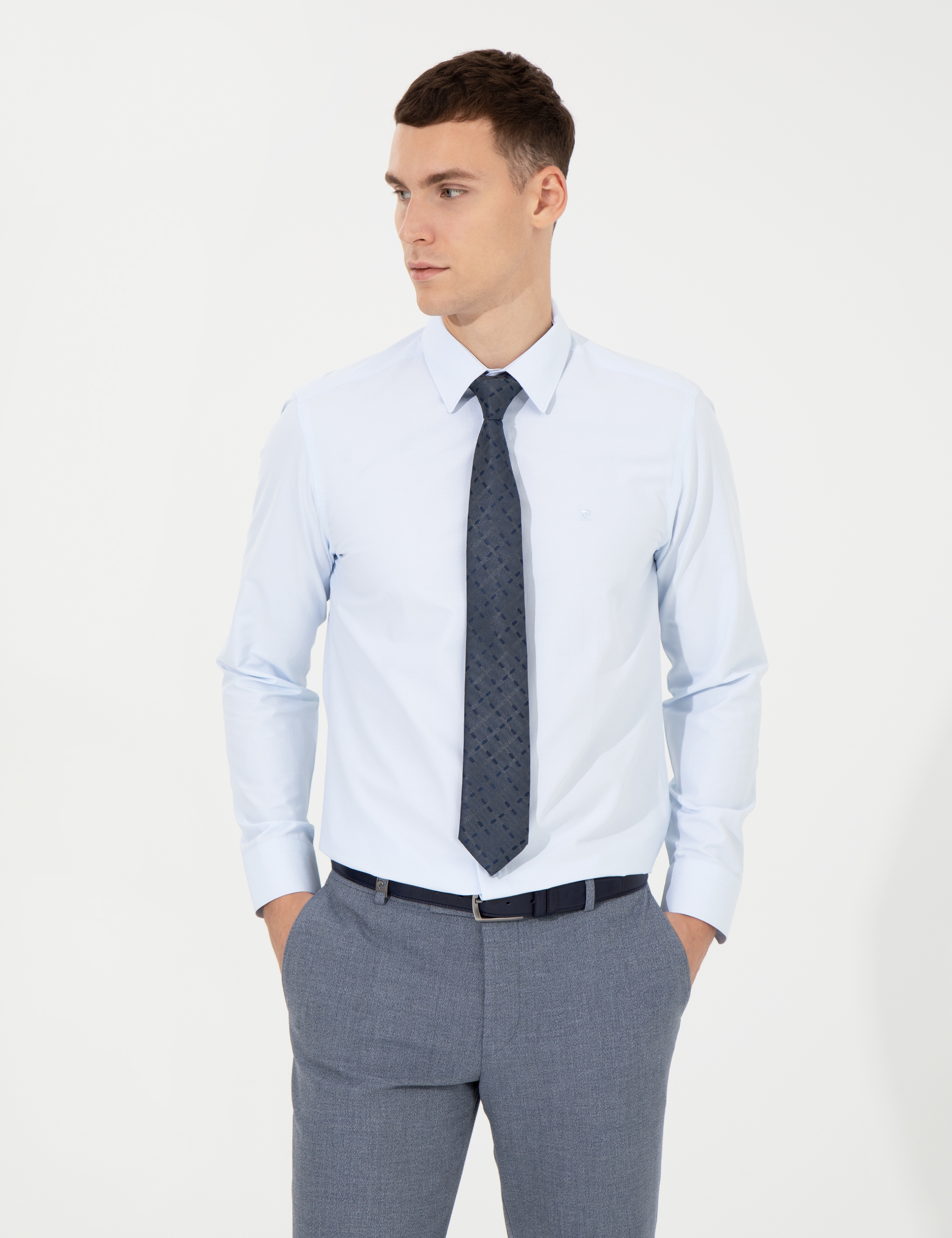 Açık Mavi Slim Fit Uzun Kollu Klasik Gömlek - Image 1