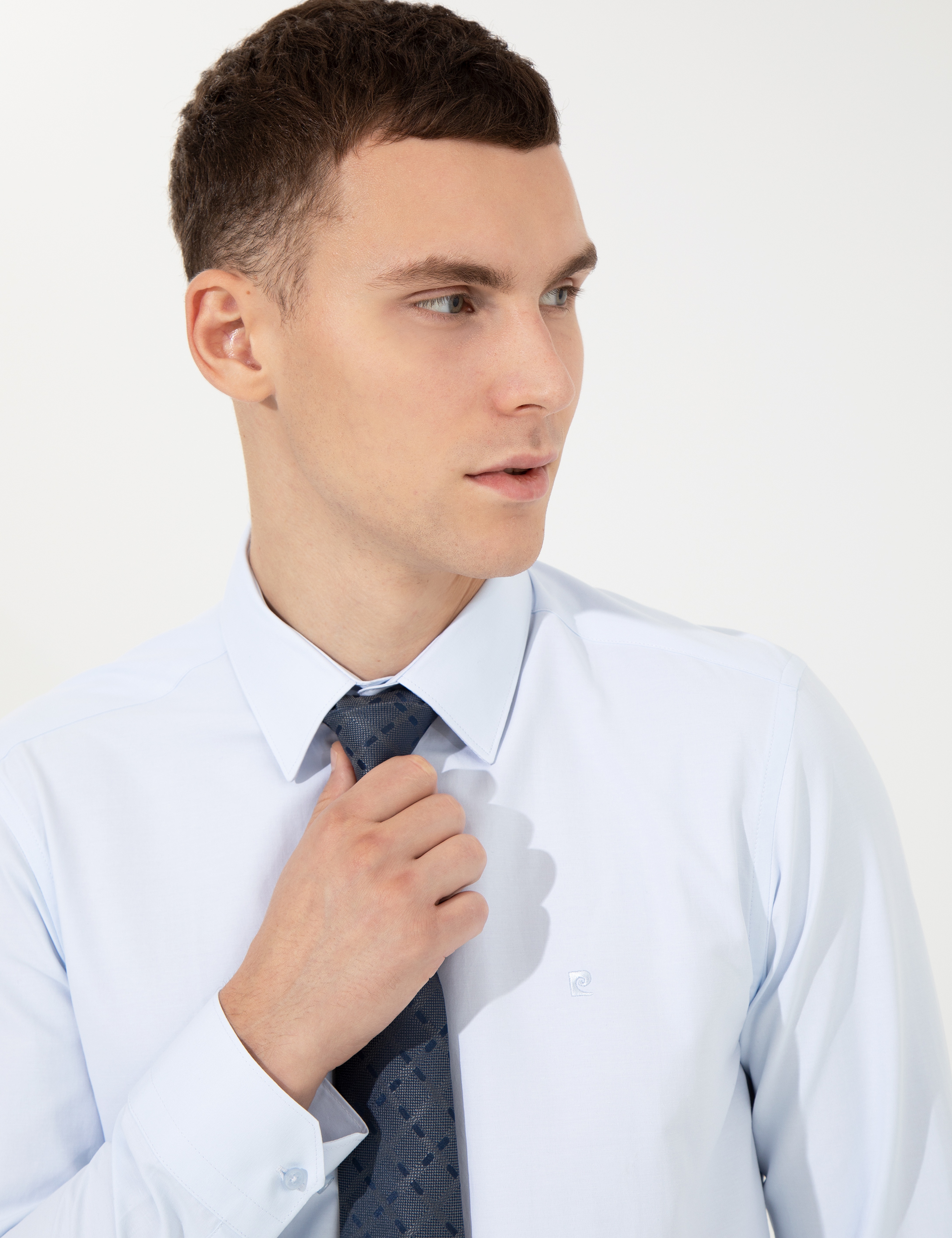 Açık Mavi Slim Fit Uzun Kollu Klasik Gömlek - Image 2