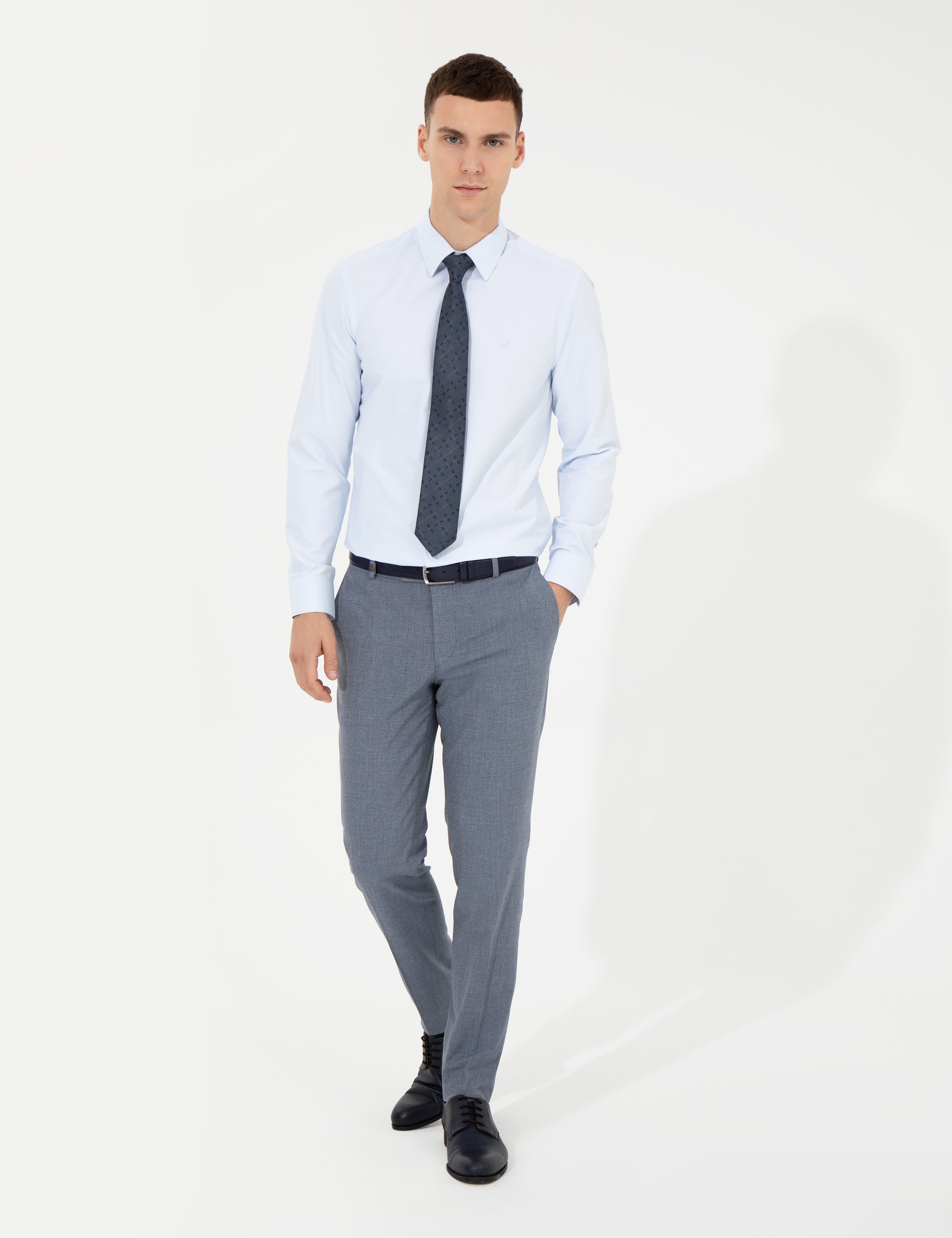 Açık Mavi Slim Fit Uzun Kollu Klasik Gömlek
