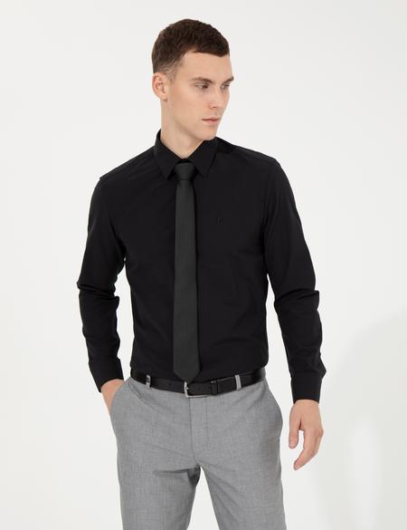 Siyah Slim Fit Uzun Kollu Klasik Gömlek - 50258981007
