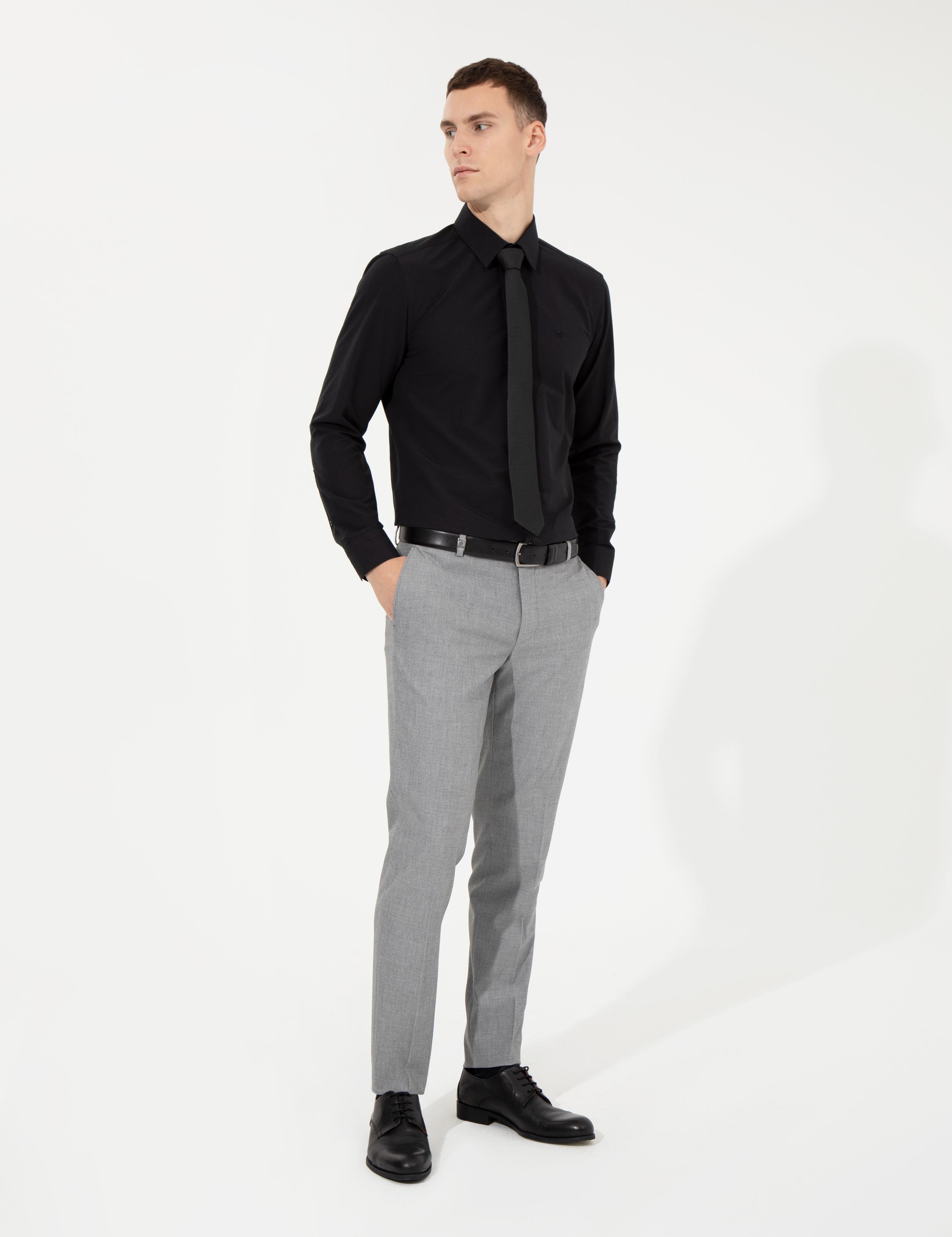 Siyah Slim Fit Uzun Kollu Klasik Gömlek