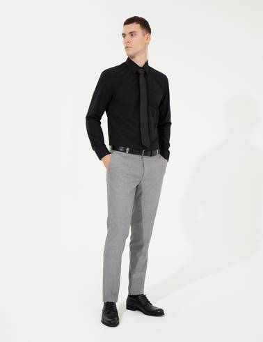 Siyah Slim Fit Uzun Kollu Klasik Gömlek