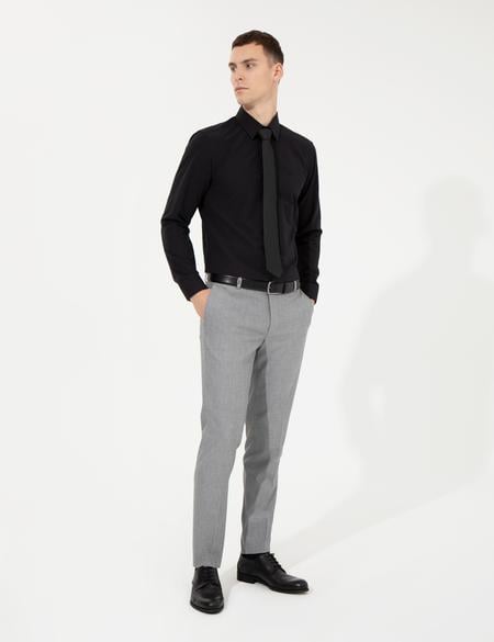 Siyah Slim Fit Uzun Kollu Klasik Gömlek - 50258981007