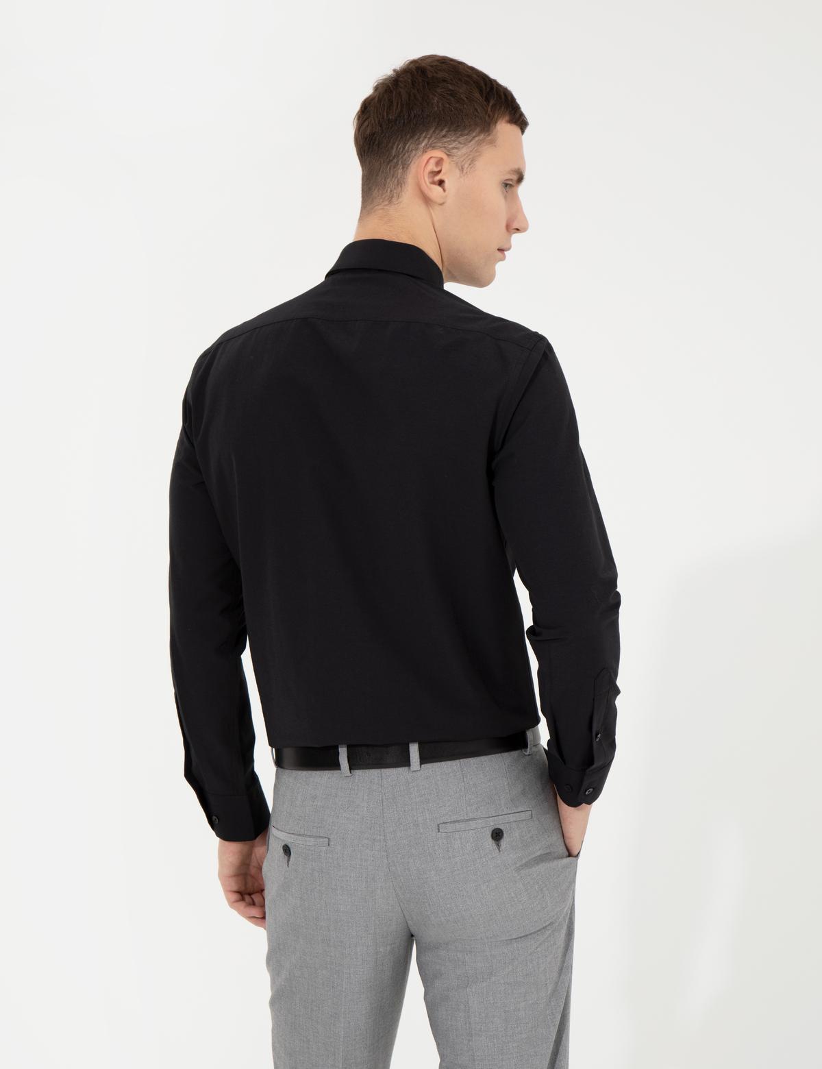 Siyah Slim Fit Uzun Kollu Klasik Gömlek - 50258981007