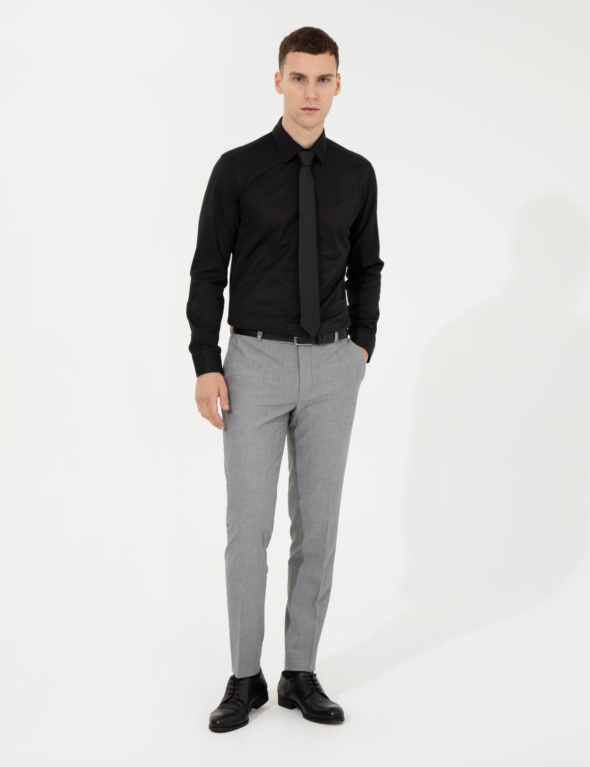 Siyah Slim Fit Uzun Kollu Klasik Gömlek - 50258918025