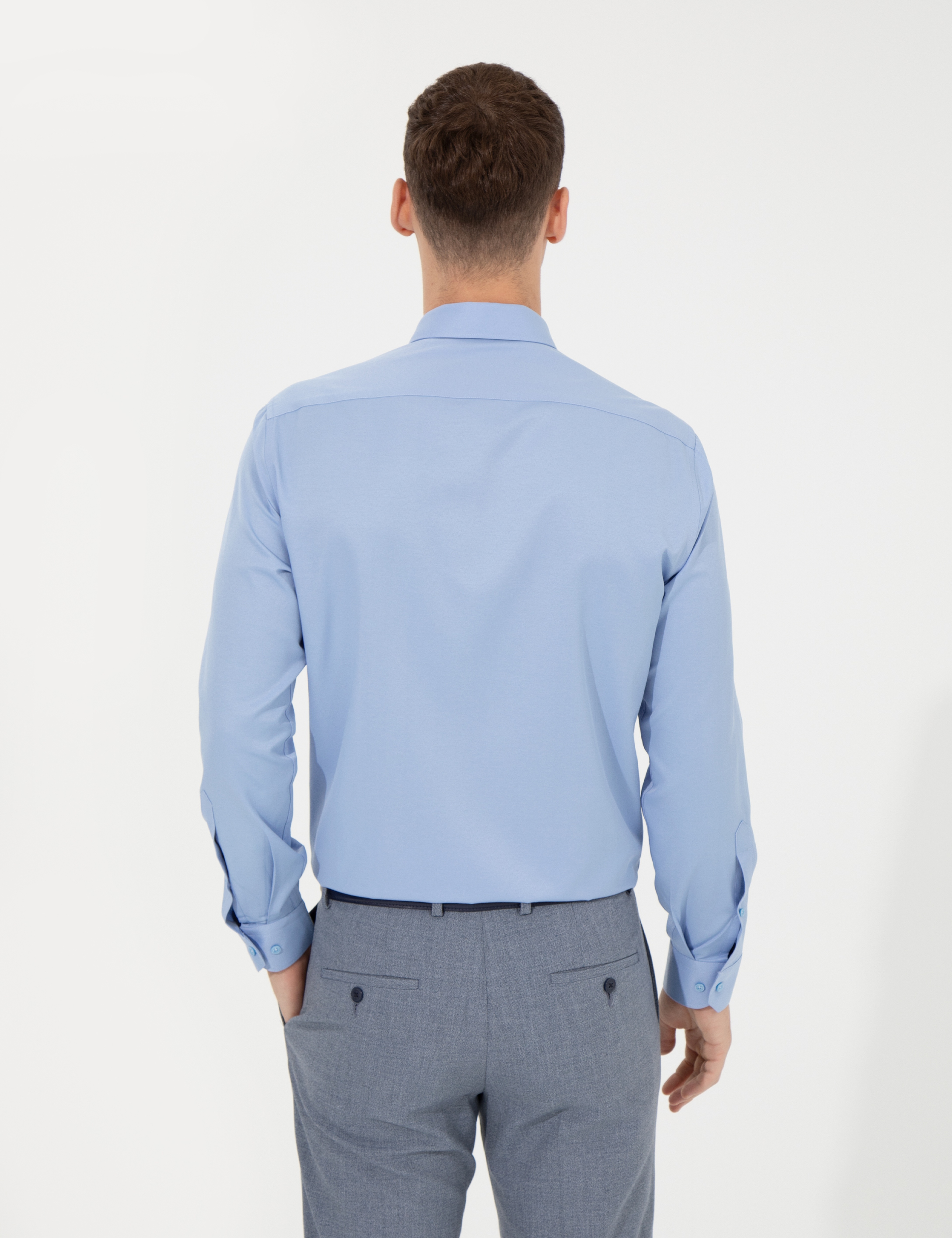 Mavi Slim Fit Uzun Kollu Klasik Gömlek - Image 5