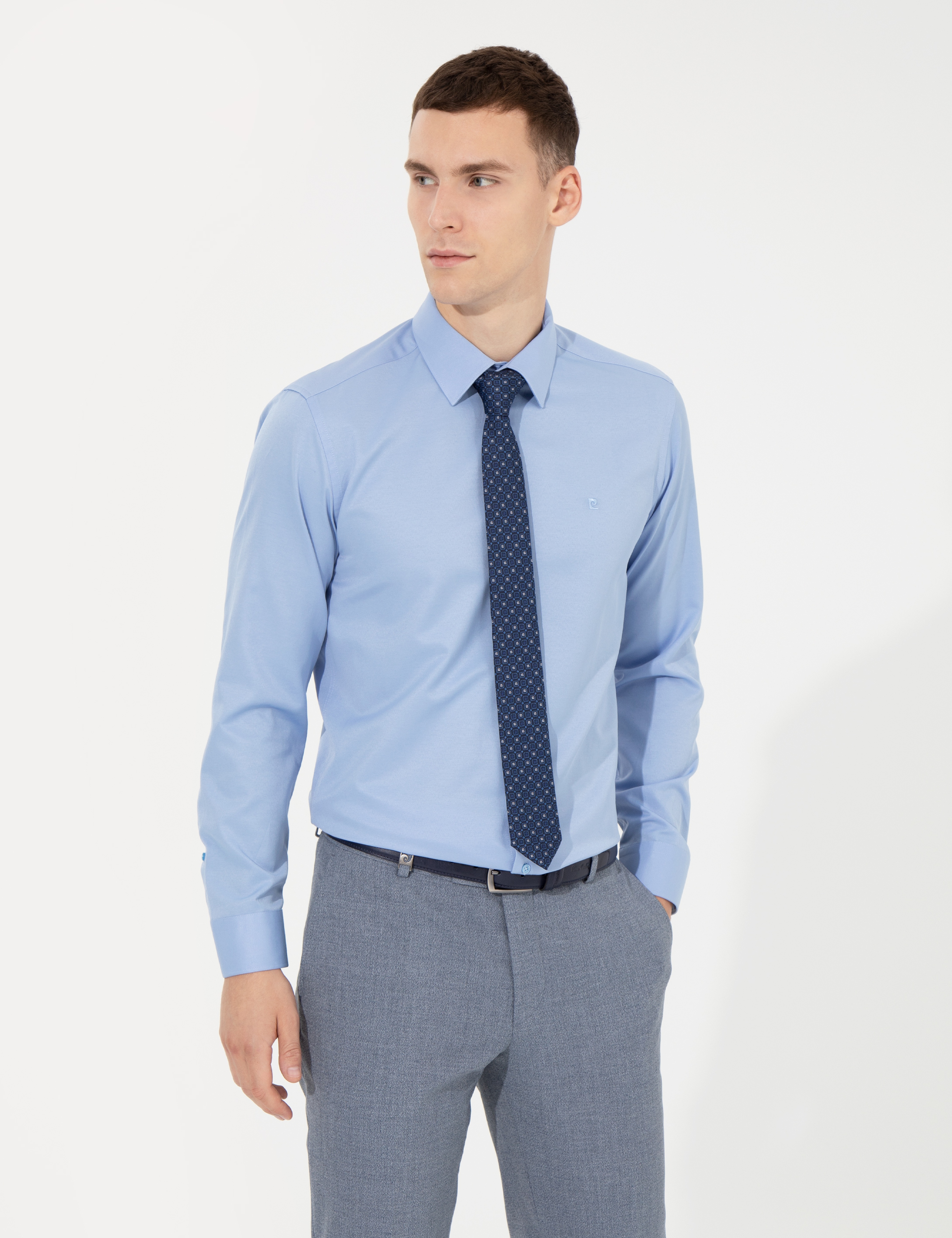 Mavi Slim Fit Uzun Kollu Klasik Gömlek - Image 3