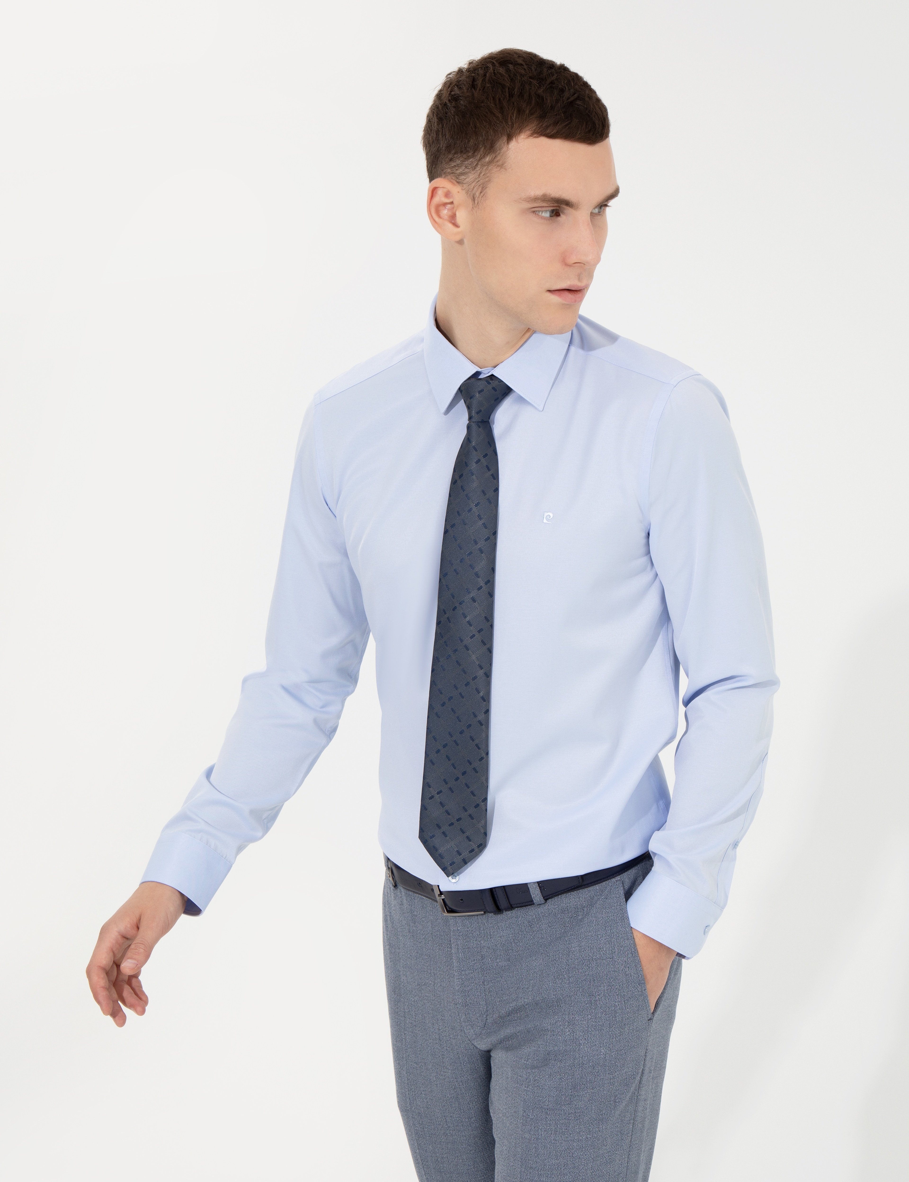 Açık Mavi Slim Fit Uzun Kollu Klasik Gömlek