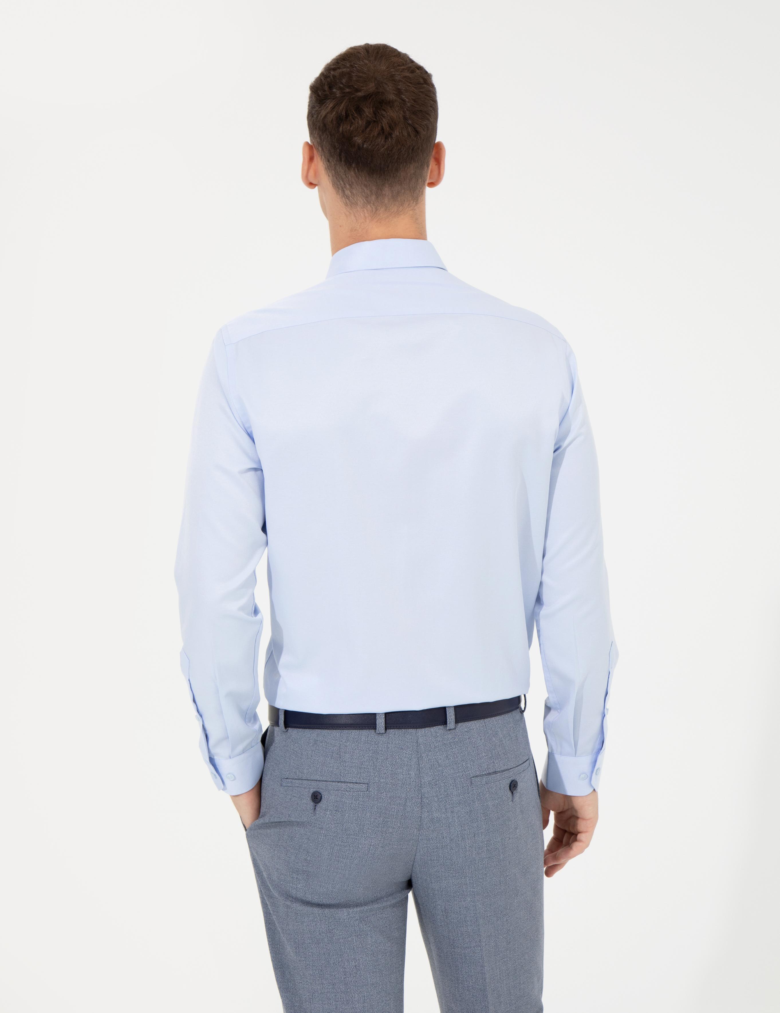 Açık Mavi Slim Fit Uzun Kollu Klasik Gömlek