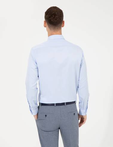 Açık Mavi Slim Fit Uzun Kollu Klasik Gömlek