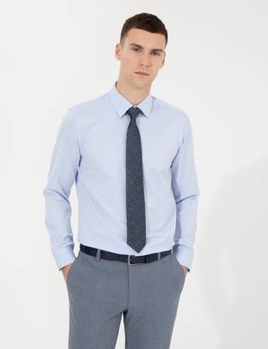 Açık Mavi Slim Fit Uzun Kollu Klasik Gömlek