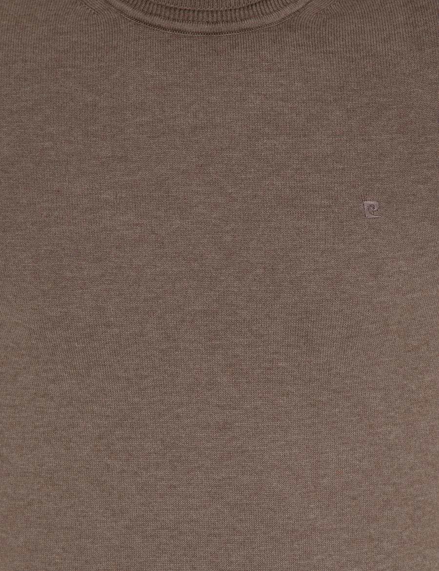 Vizon Melanj Slim Fit Balıkçı Yaka Basic Triko Kazak