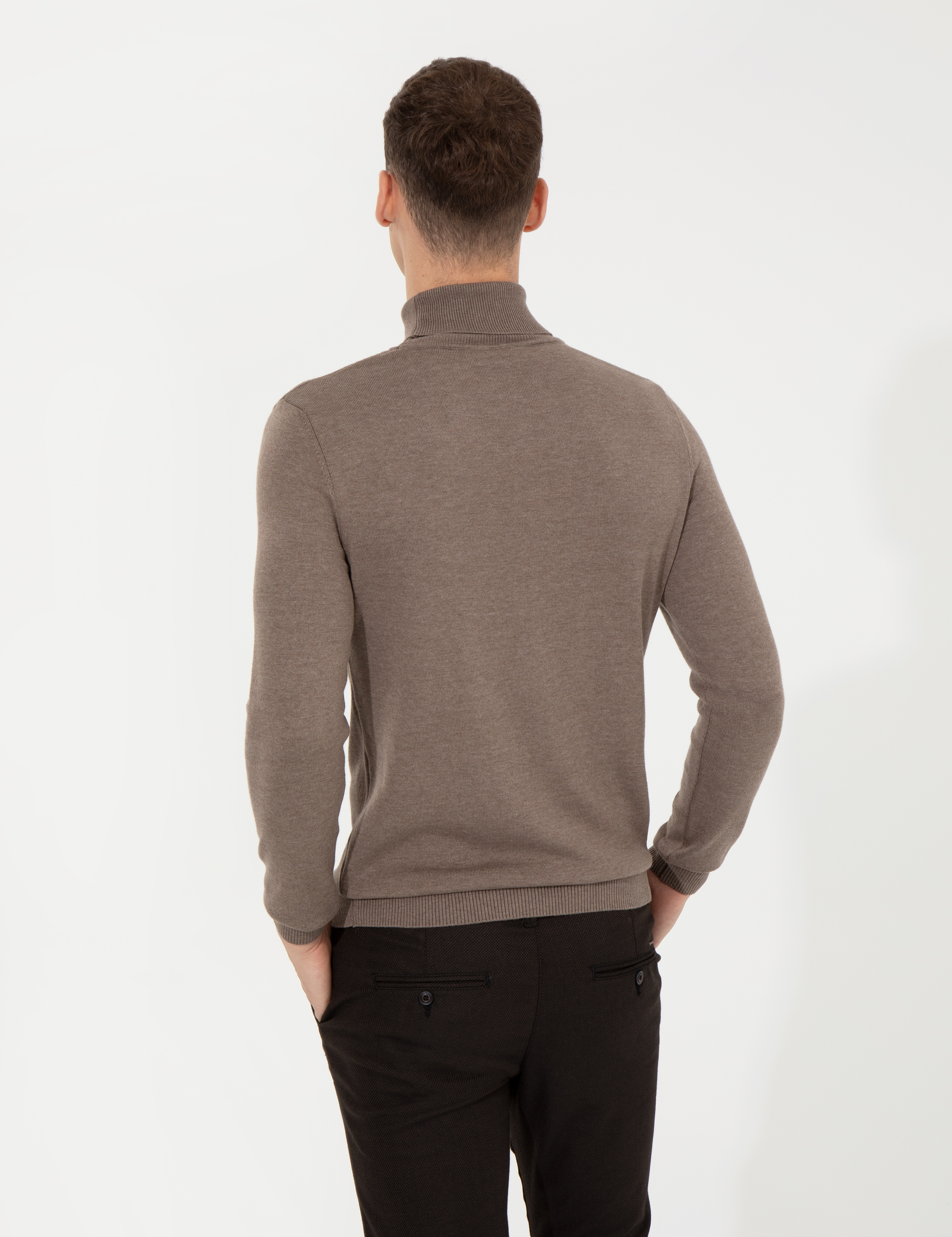 Pierre Cardin Vizon Melanj Slim Fit Balıkçı Yaka Basic Triko Kazak görsel 5