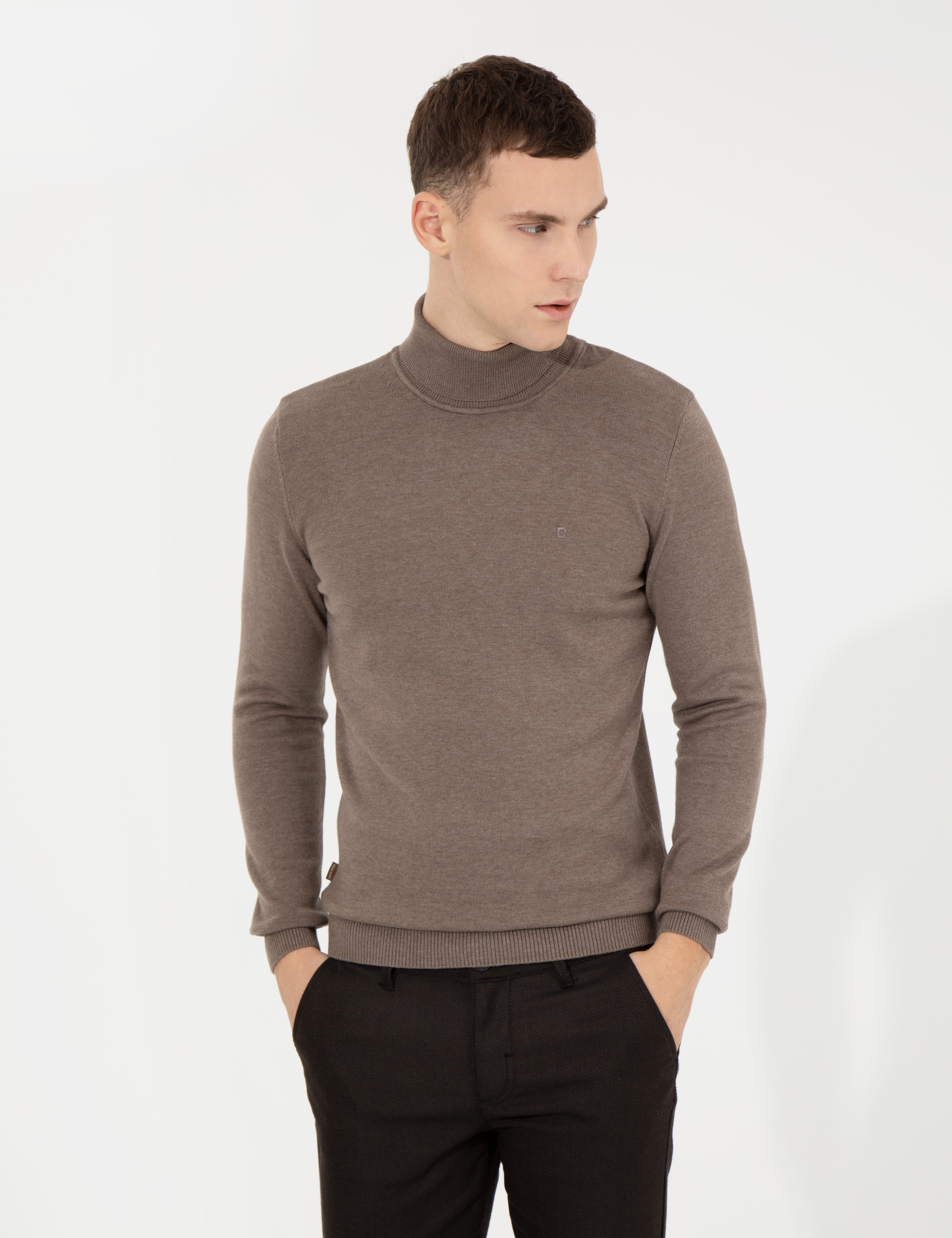 Pierre Cardin Vizon Melanj Slim Fit Balıkçı Yaka Basic Triko Kazak görsel 3