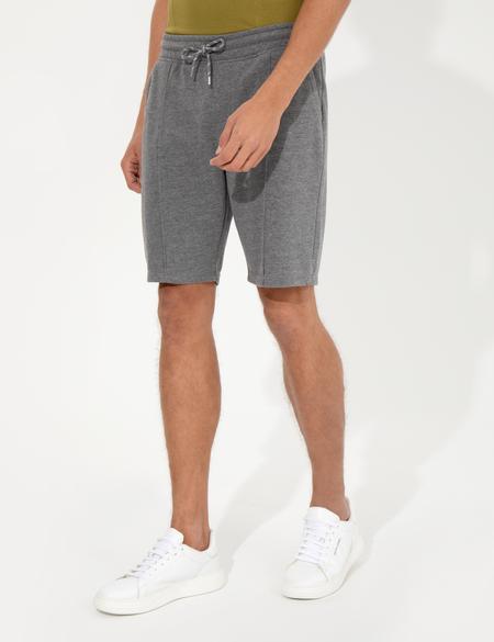 Gri Melanj Standart Fit Örme Şort - 50251039038