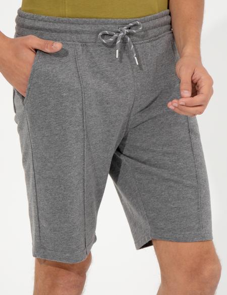 Gri Melanj Standart Fit Örme Şort - 50251039038