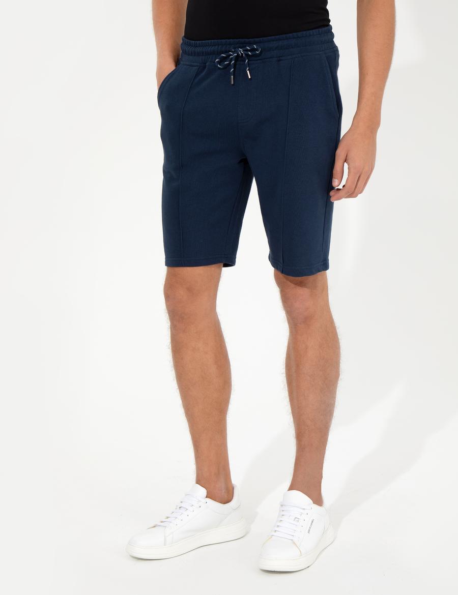 Lacivert Standart Fit Örme Şort