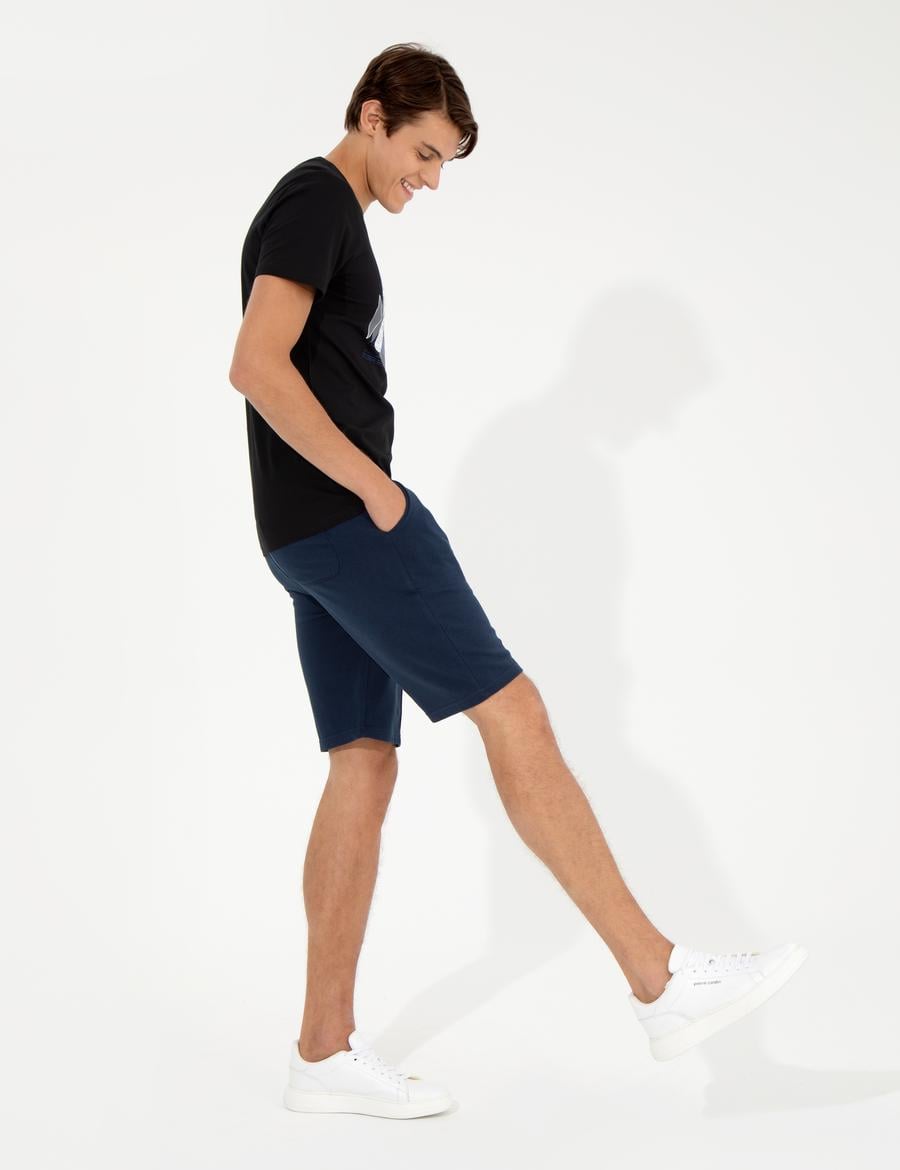 Lacivert Standart Fit Örme Şort