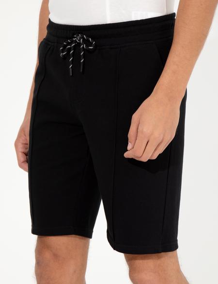 Siyah Standart Fit Örme Şort - 50251039028