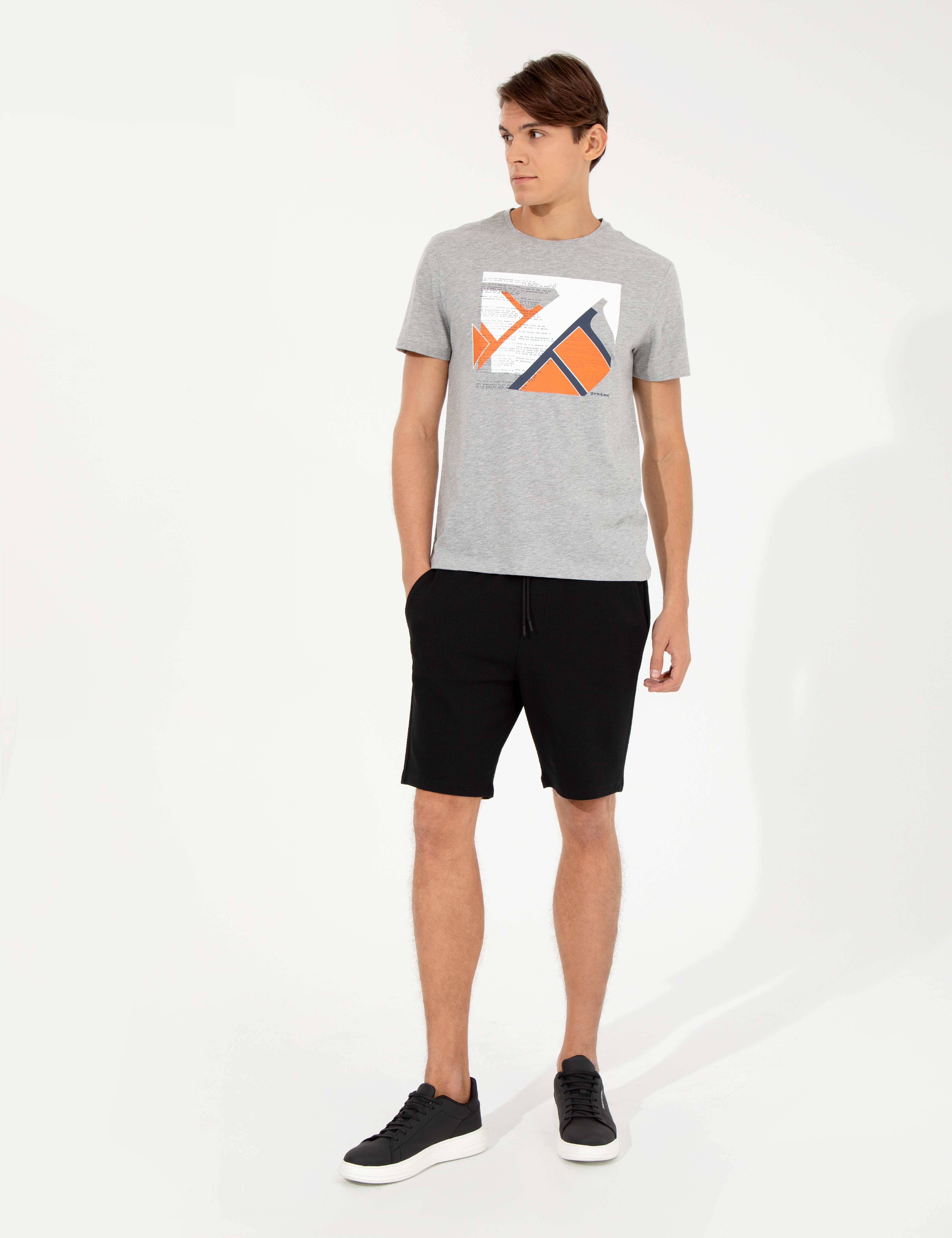 Siyah Regular Fit Örme Şort - Image 3