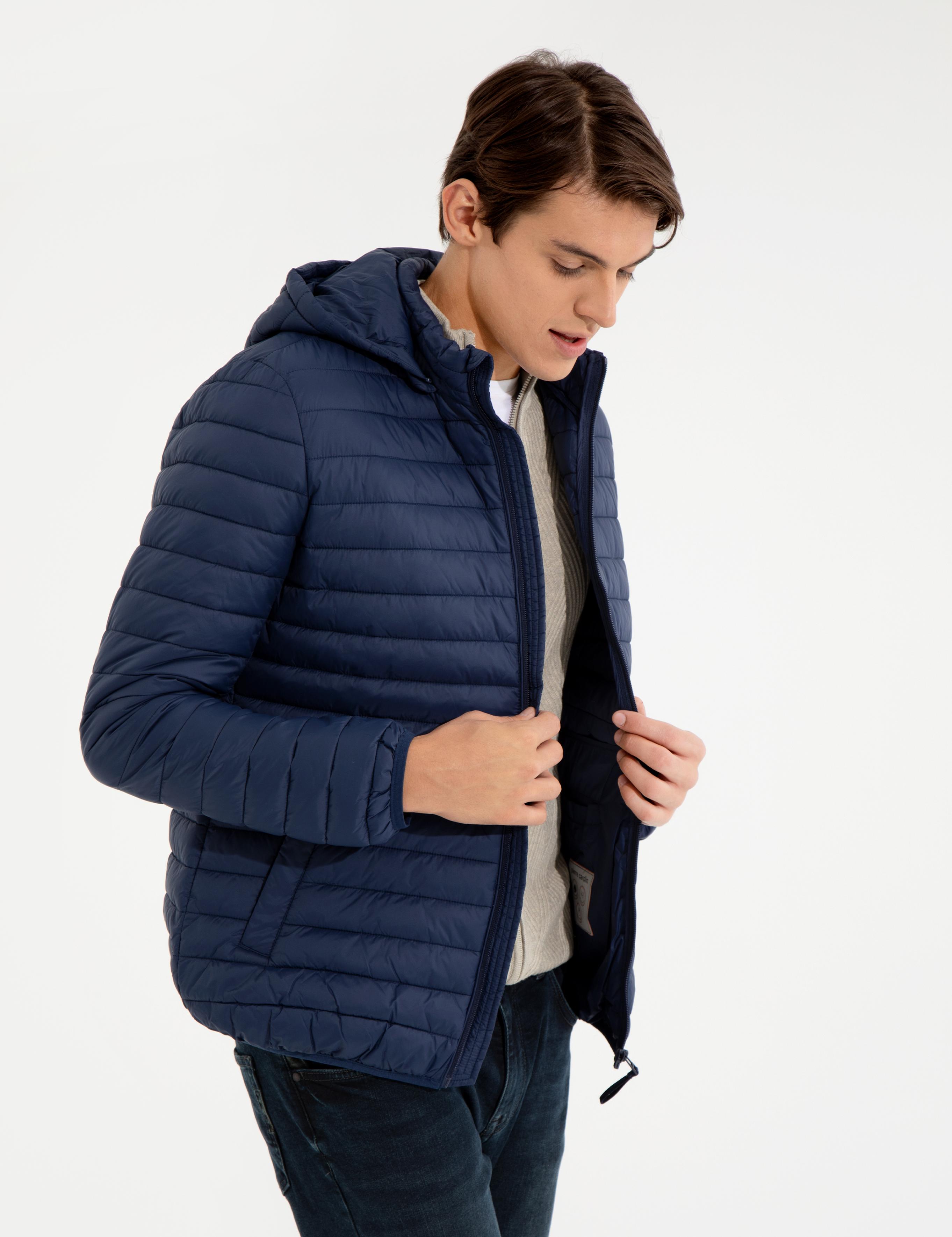 Lacivert Kapişonlu Baharlık Mevsimlik Mont