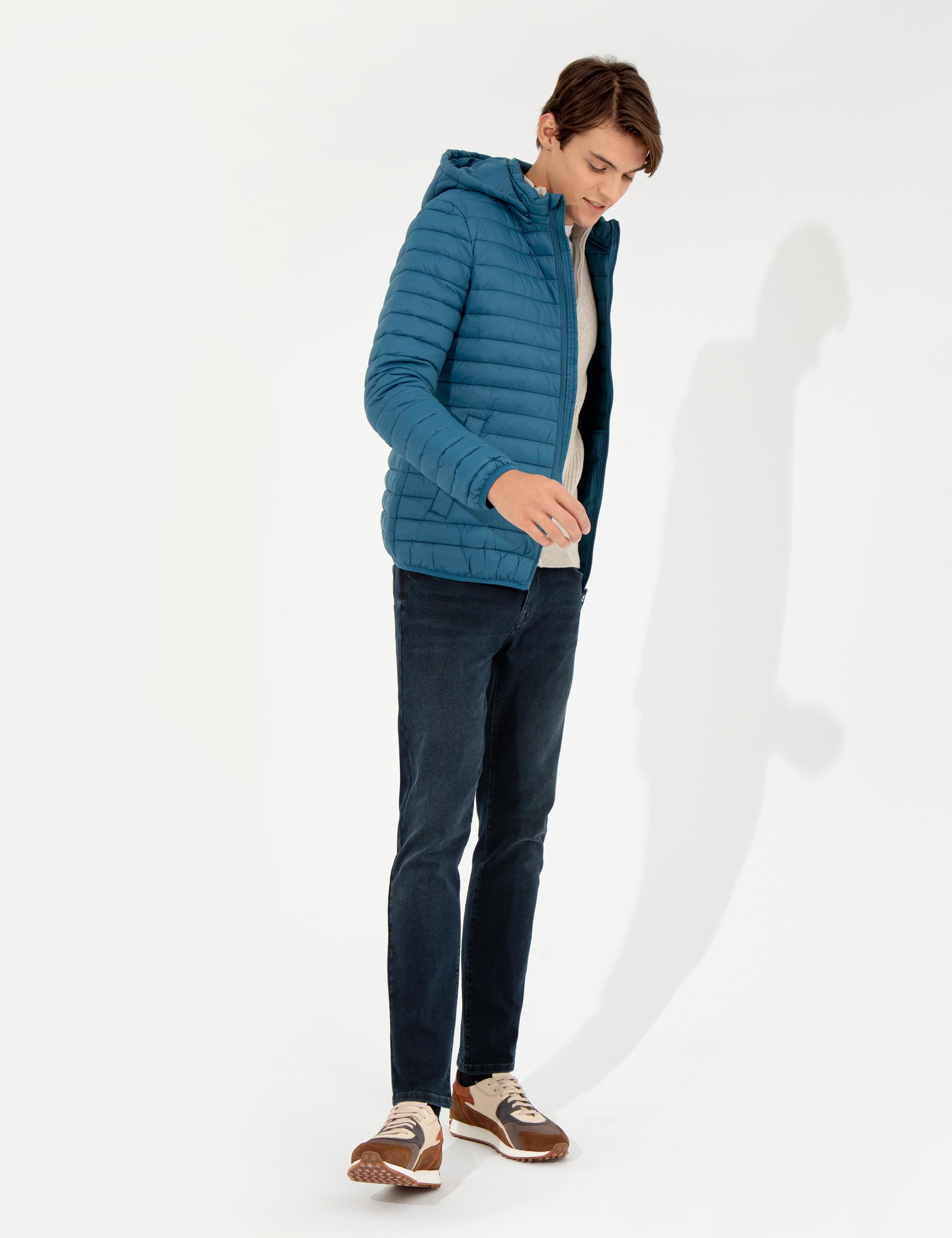 Petrol Kapişonlu Baharlık Mevsimlik Mont