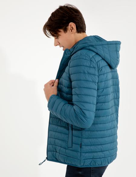 Petrol Kapişonlu Baharlık Mevsimlik Mont - 50254631062