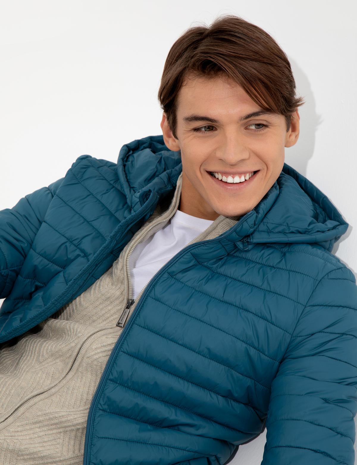 Petrol Kapişonlu Baharlık Mevsimlik Mont - 50254631062